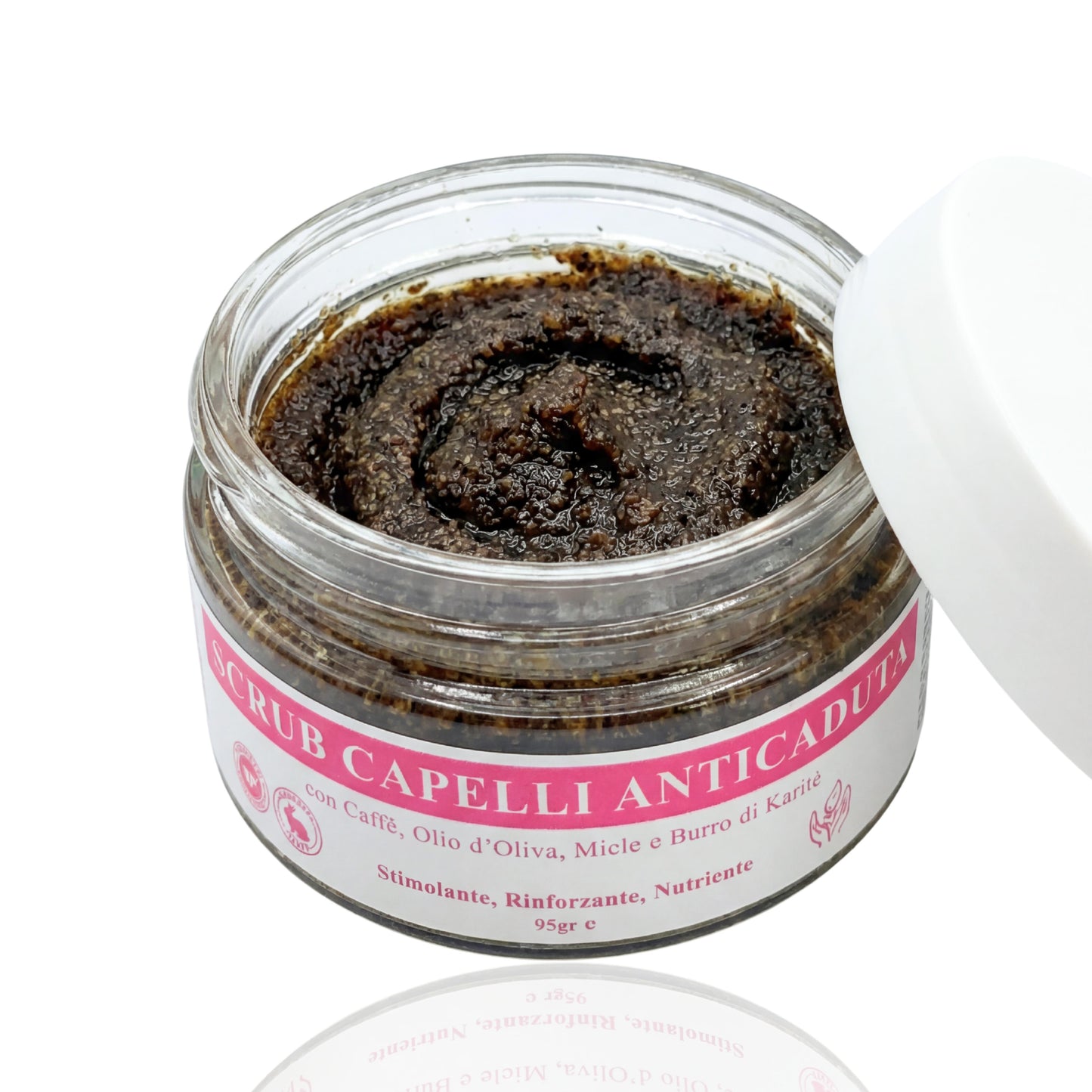 Scrub Capelli Anticaduta con Caffè, Olio d’Oliva, Miele e Burro di Karité – Stimolante, Rinforzante e Nutriente-Pink Babol