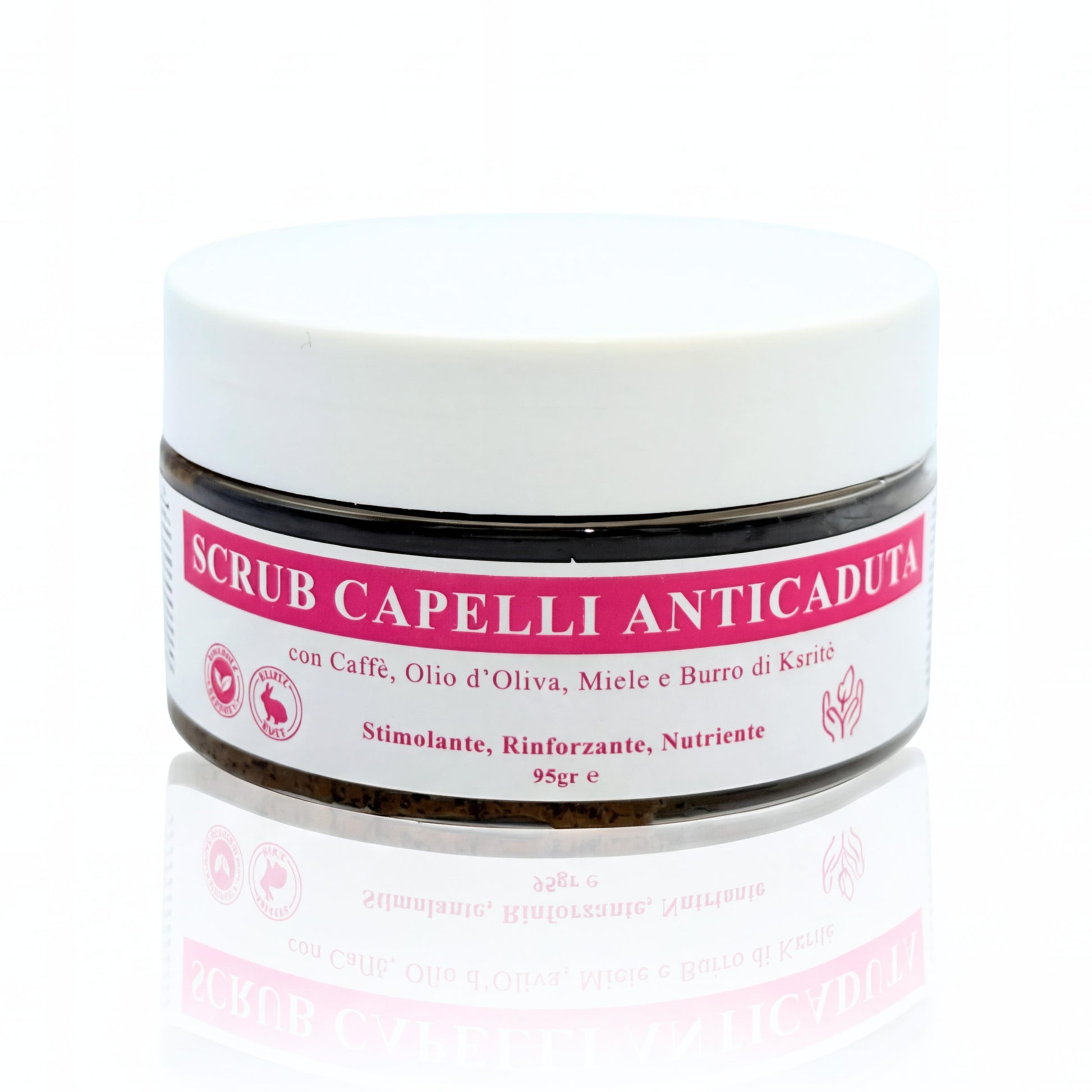 Scrub Capelli Anticaduta con Caffè, Olio d’Oliva, Miele e Burro di Karité – Stimolante, Rinforzante e Nutriente-Pink Babol