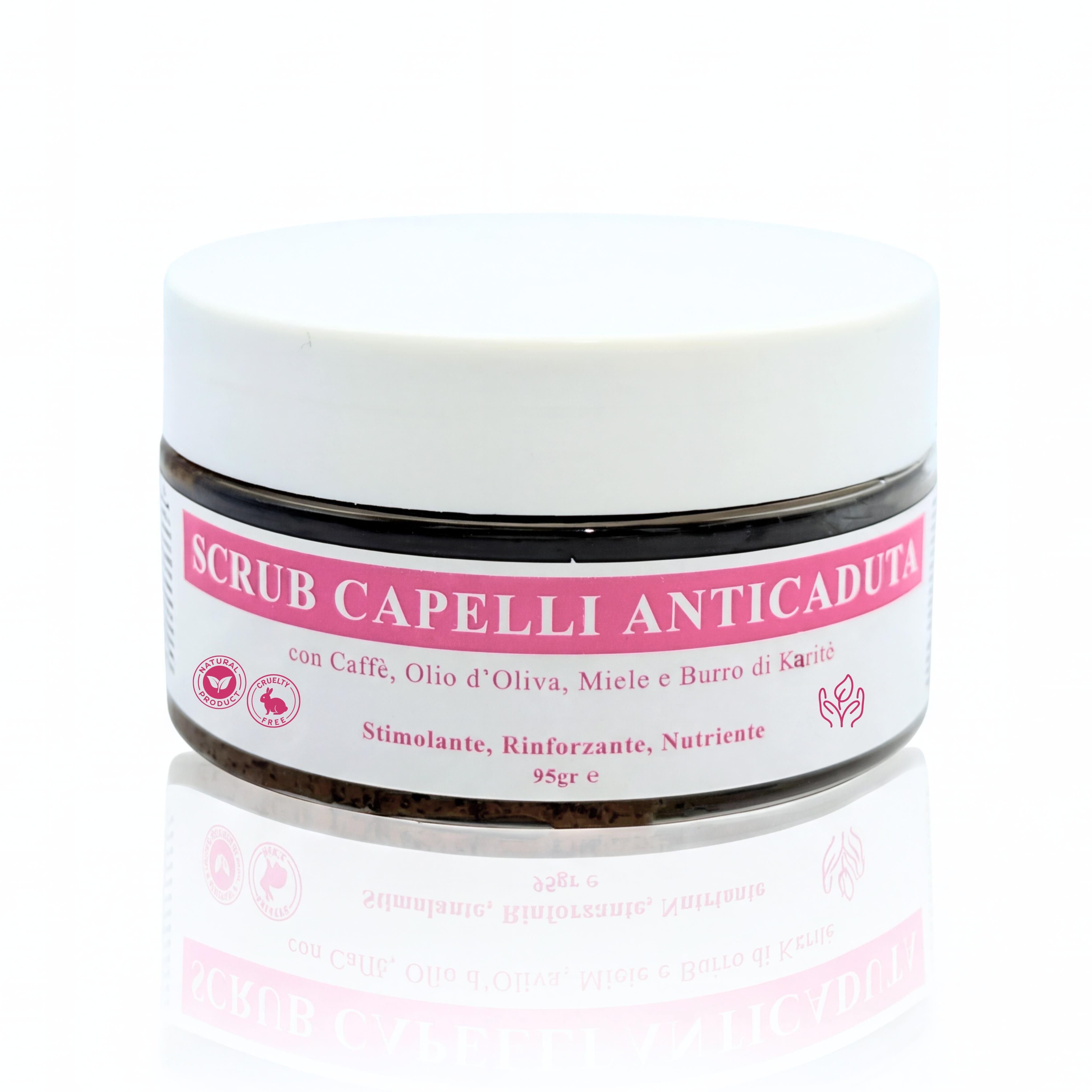 Scrub Capelli Anticaduta con Caffè, Olio d’Oliva, Miele e Burro di Karité – Stimolante, Rinforzante e Nutriente-Pink Babol