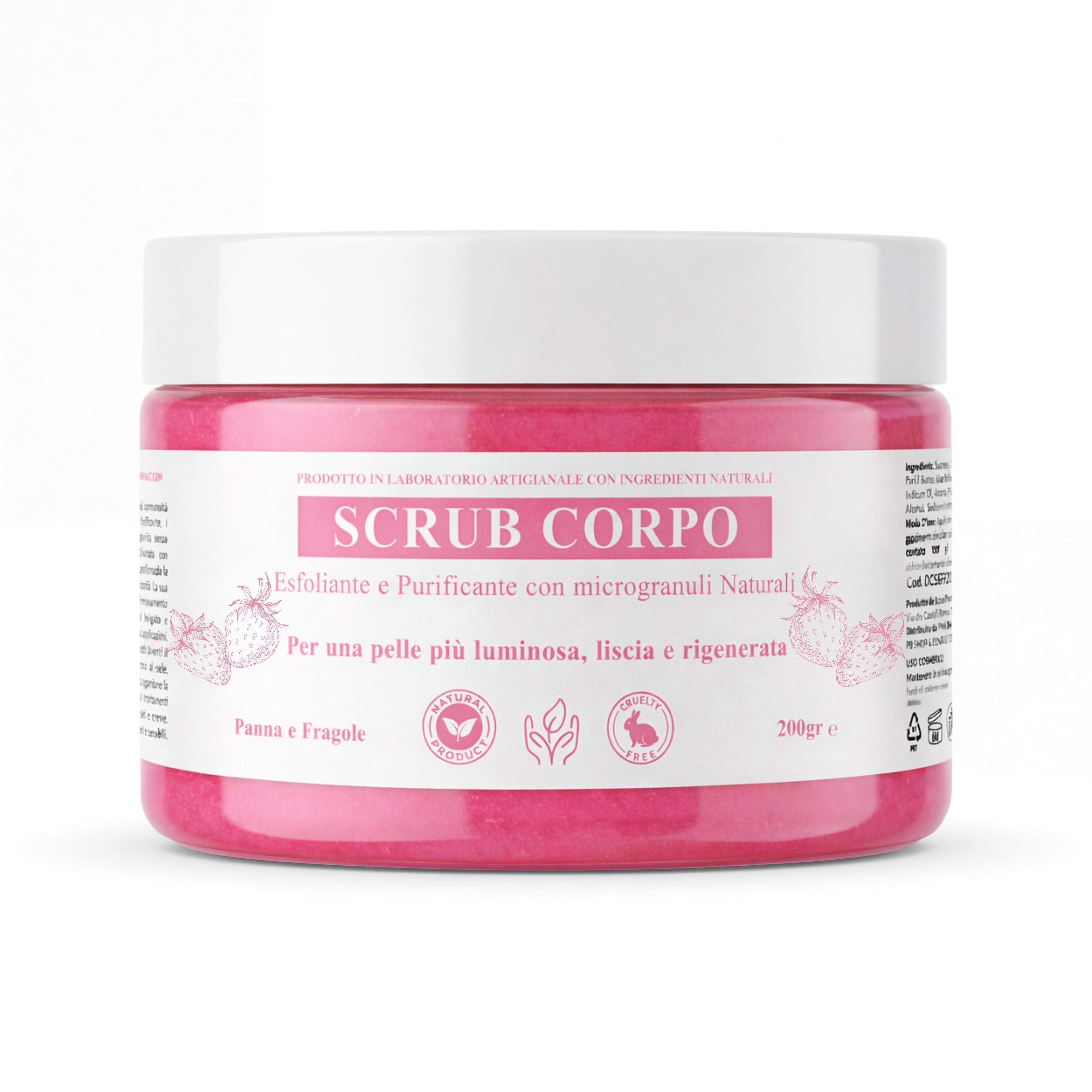 Scrub Corpo Esfoliante e Purificante con microgranuli Naturali, Aloe Vera, Burro di Karité e Olio di Sesamo – Pelle Luminosa, Liscia e Rigenerata-Pink Babol