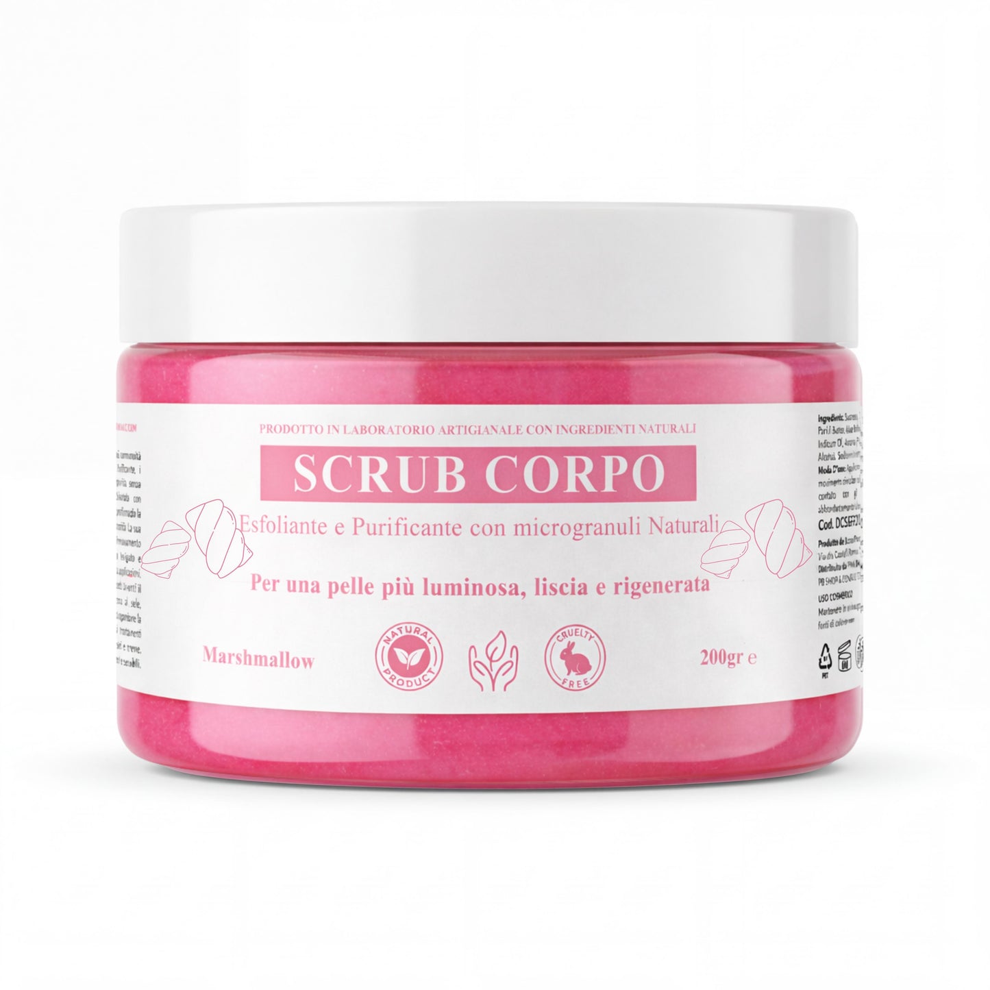 Scrub Corpo Esfoliante e Purificante con microgranuli Naturali, Aloe Vera, Burro di Karité e Olio di Sesamo – Pelle Luminosa, Liscia e Rigenerata-Pink Babol