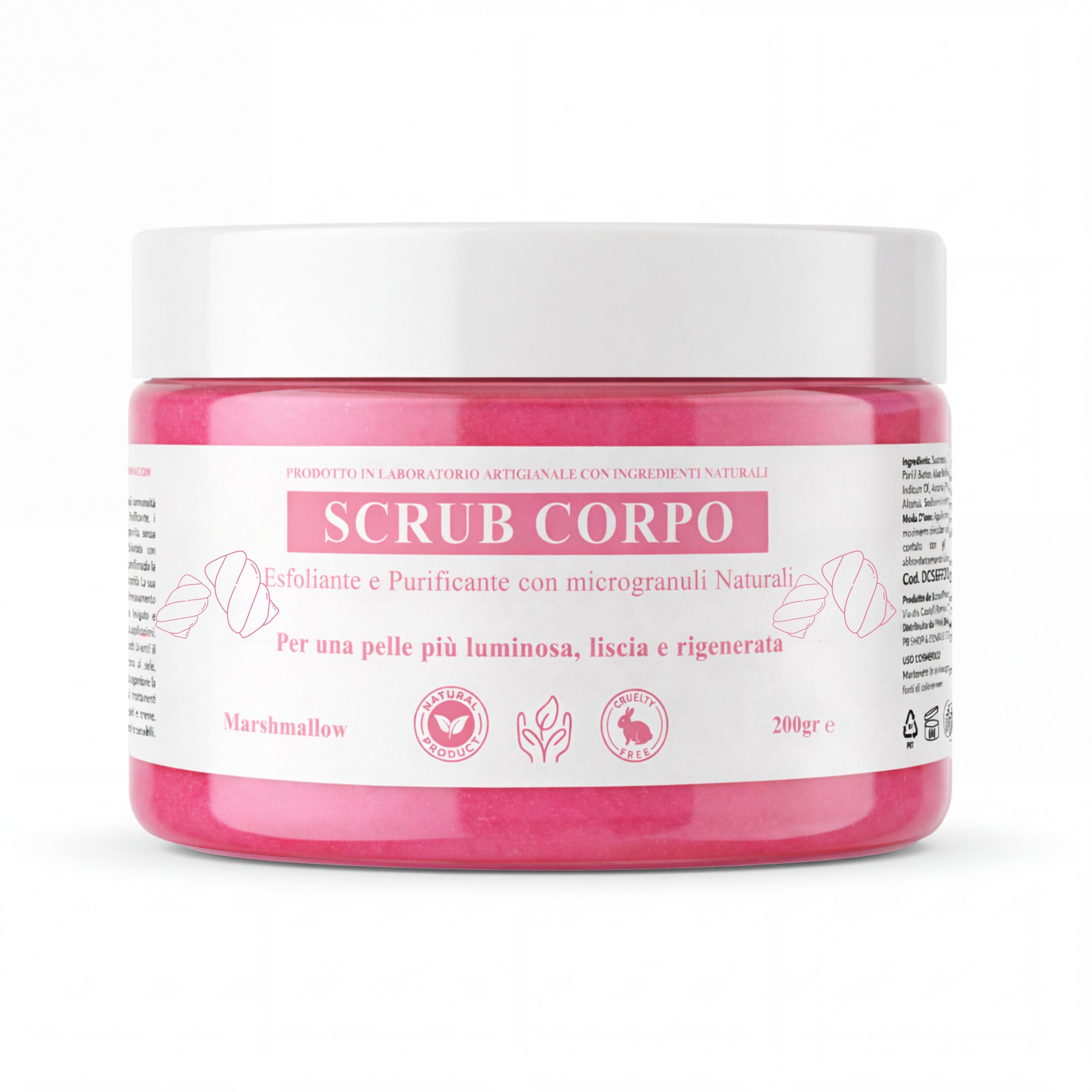 Scrub Corpo Esfoliante e Purificante con microgranuli Naturali, Aloe Vera, Burro di Karité e Olio di Sesamo – Pelle Luminosa, Liscia e Rigenerata-Pink Babol