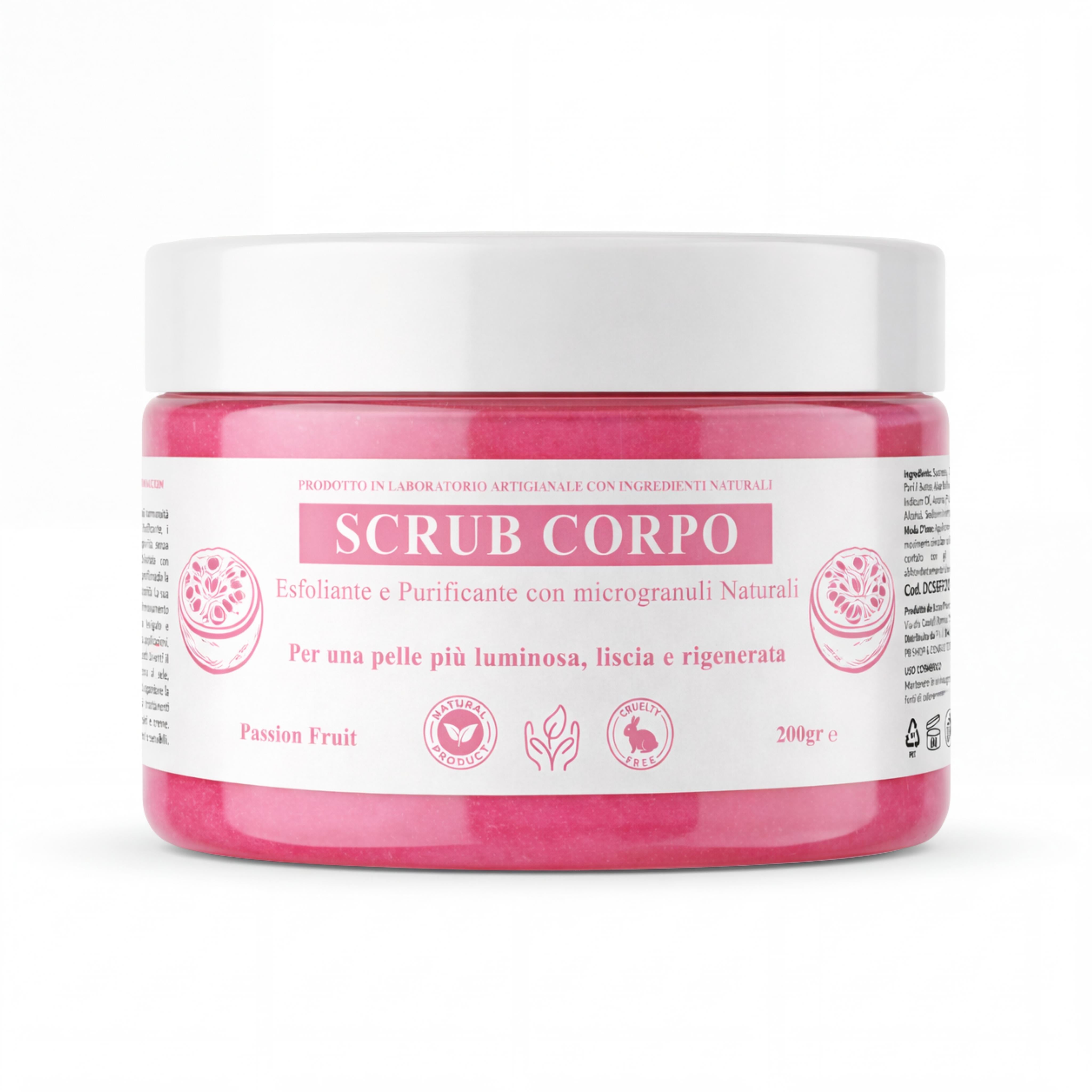 Scrub Corpo Esfoliante e Purificante con microgranuli Naturali, Aloe Vera, Burro di Karité e Olio di Sesamo – Pelle Luminosa, Liscia e Rigenerata-Pink Babol