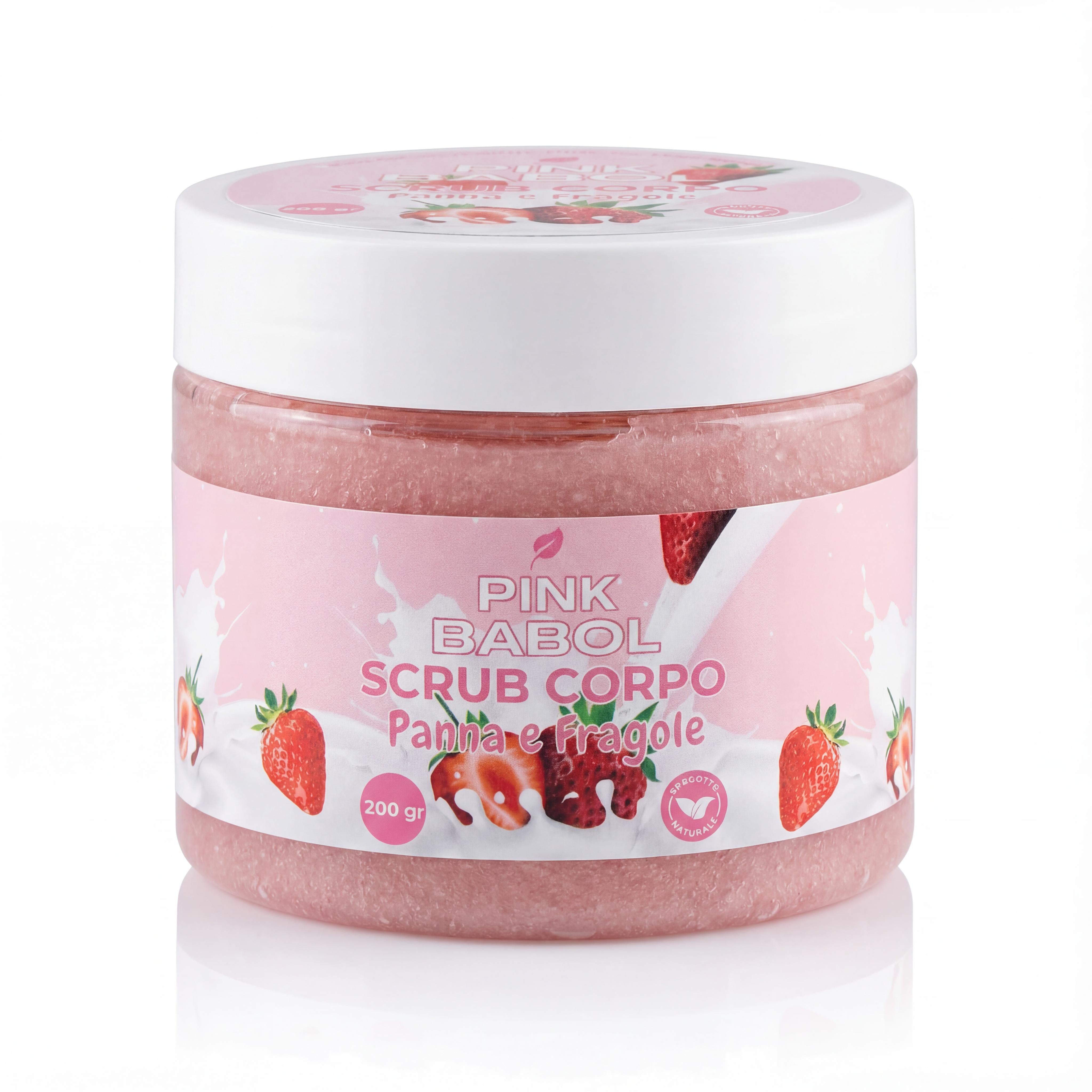 Scrub Corpo Esfoliante e Purificante con microgranuli Naturali, Aloe Vera, Burro di Karité e Olio di Sesamo – Pelle Luminosa, Liscia e Rigenerata-Pink Babol