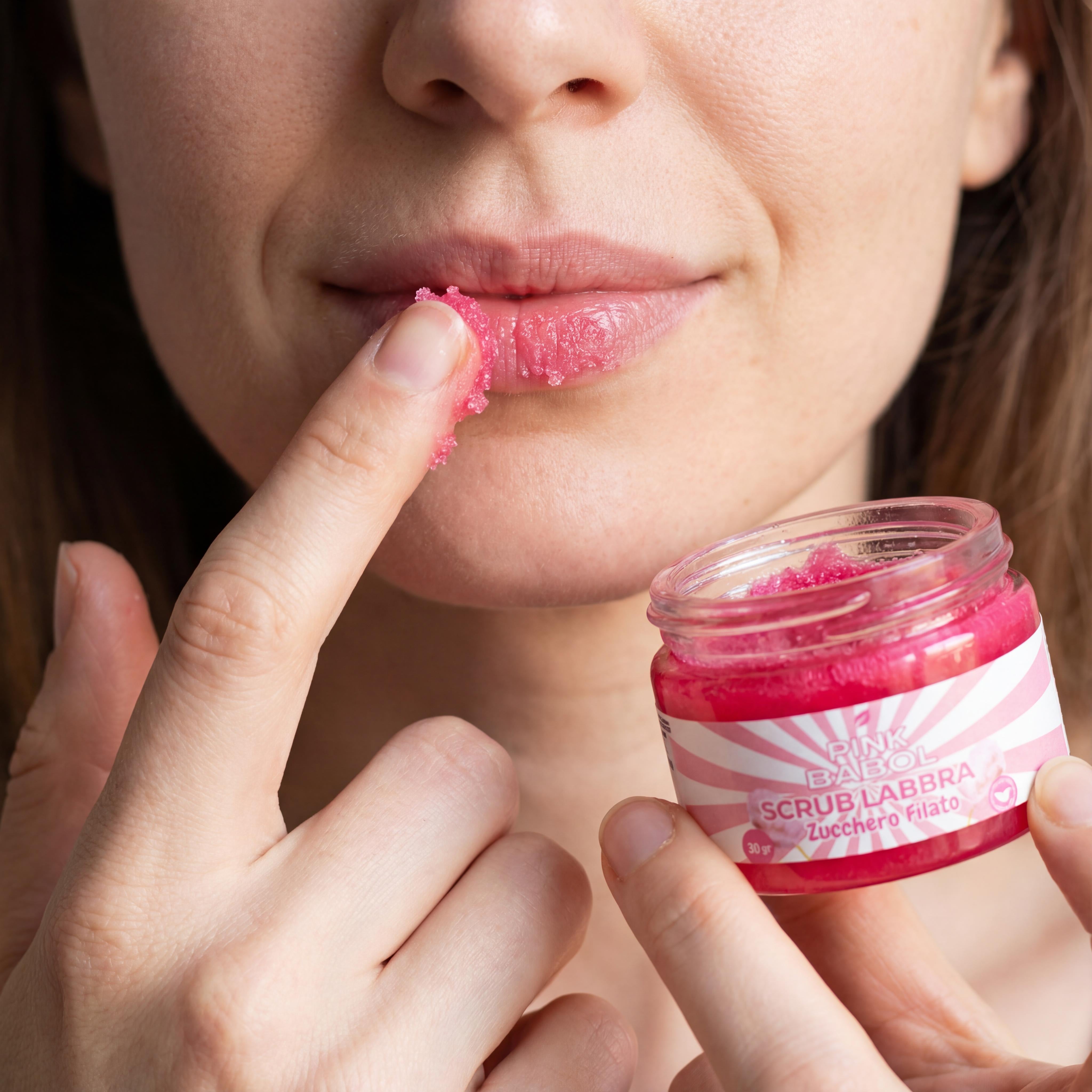 Scrub Labbra con Zucchero Naturale, Aloe Vera e Olio di Mandorle Dolci – Esfoliazione Delicata, Idratazione e Nutrimento Intenso-Pink Babol