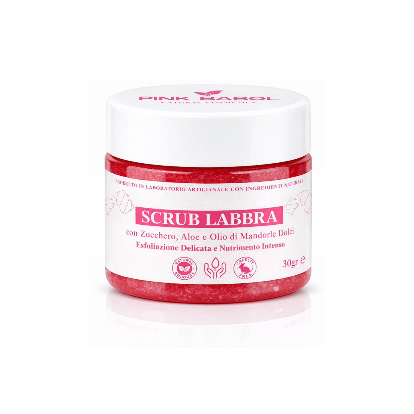 Scrub Labbra con Zucchero Naturale, Aloe Vera e Olio di Mandorle Dolci – Esfoliazione Delicata, Idratazione e Nutrimento Intenso-Pink Babol