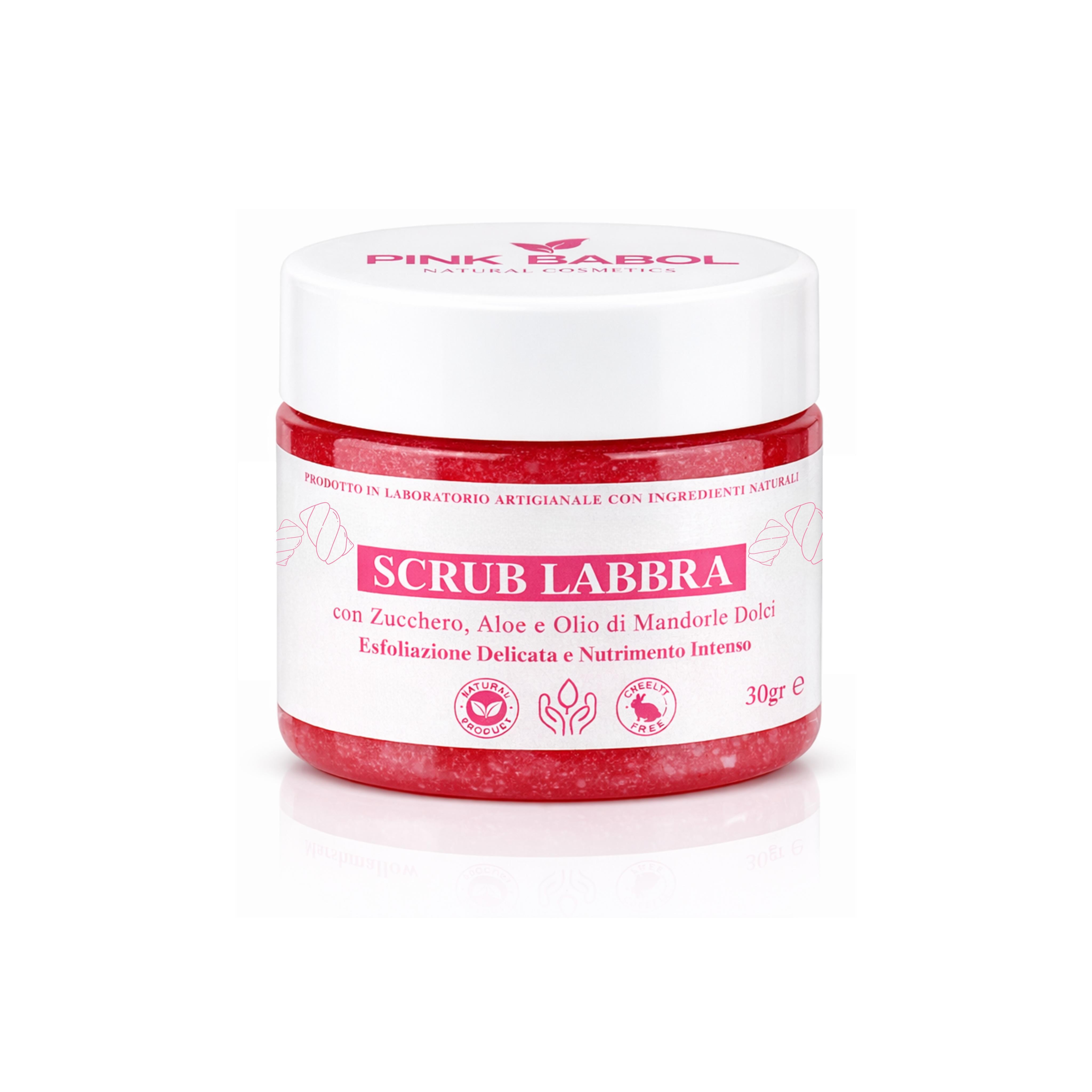 Scrub Labbra con Zucchero Naturale, Aloe Vera e Olio di Mandorle Dolci – Esfoliazione Delicata, Idratazione e Nutrimento Intenso-Pink Babol