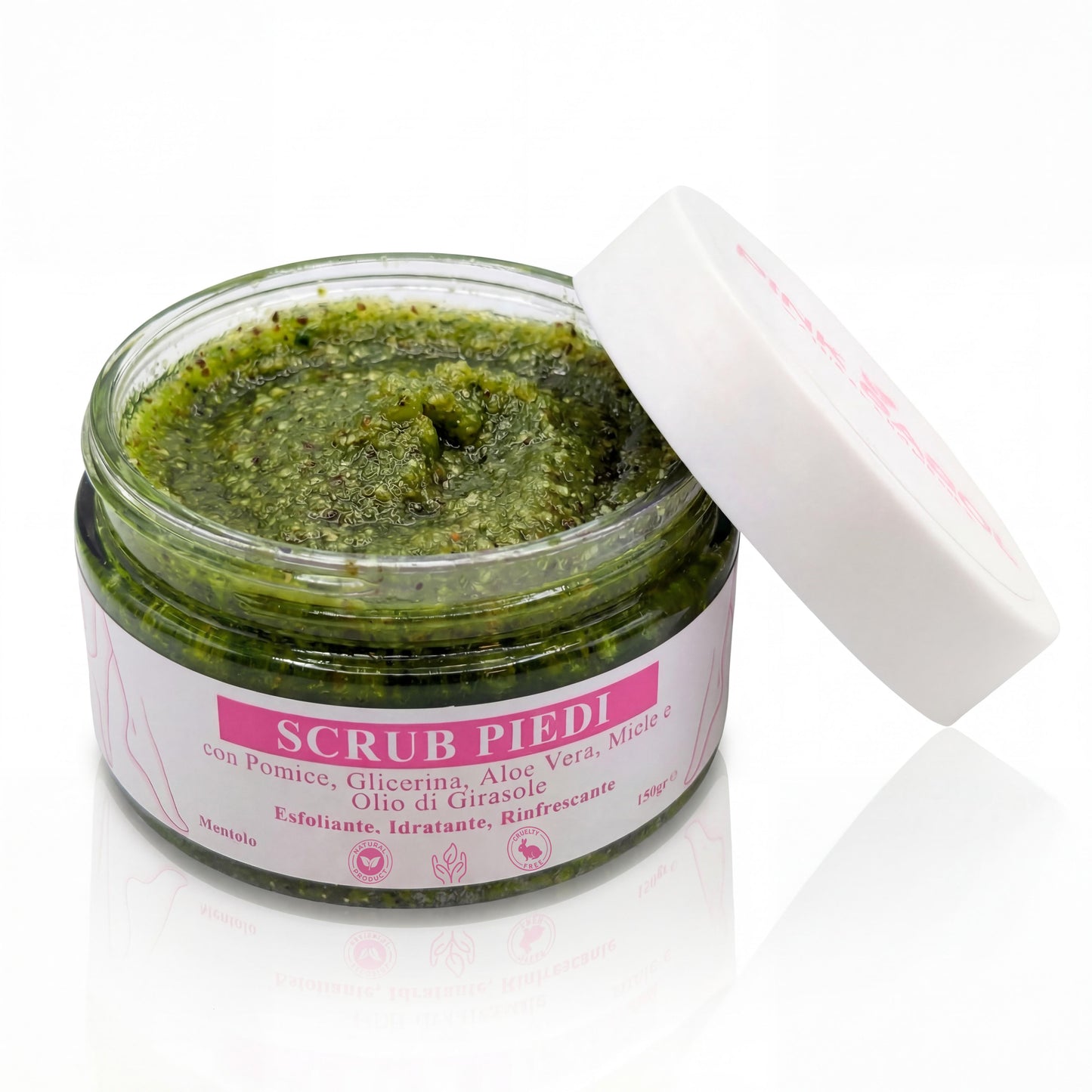 Scrub Piedi con Pomice, Glicerina, Aloe Vera, Miele e Olio di Girasole – Azione Esfoliante, Idratante e Rinfrescante-Pink Babol