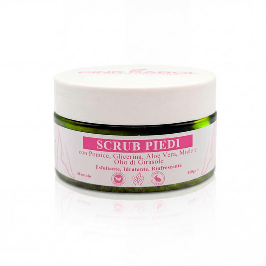 Scrub Piedi con Pomice, Glicerina, Aloe Vera, Miele e Olio di Girasole – Azione Esfoliante, Idratante e Rinfrescante-Pink Babol
