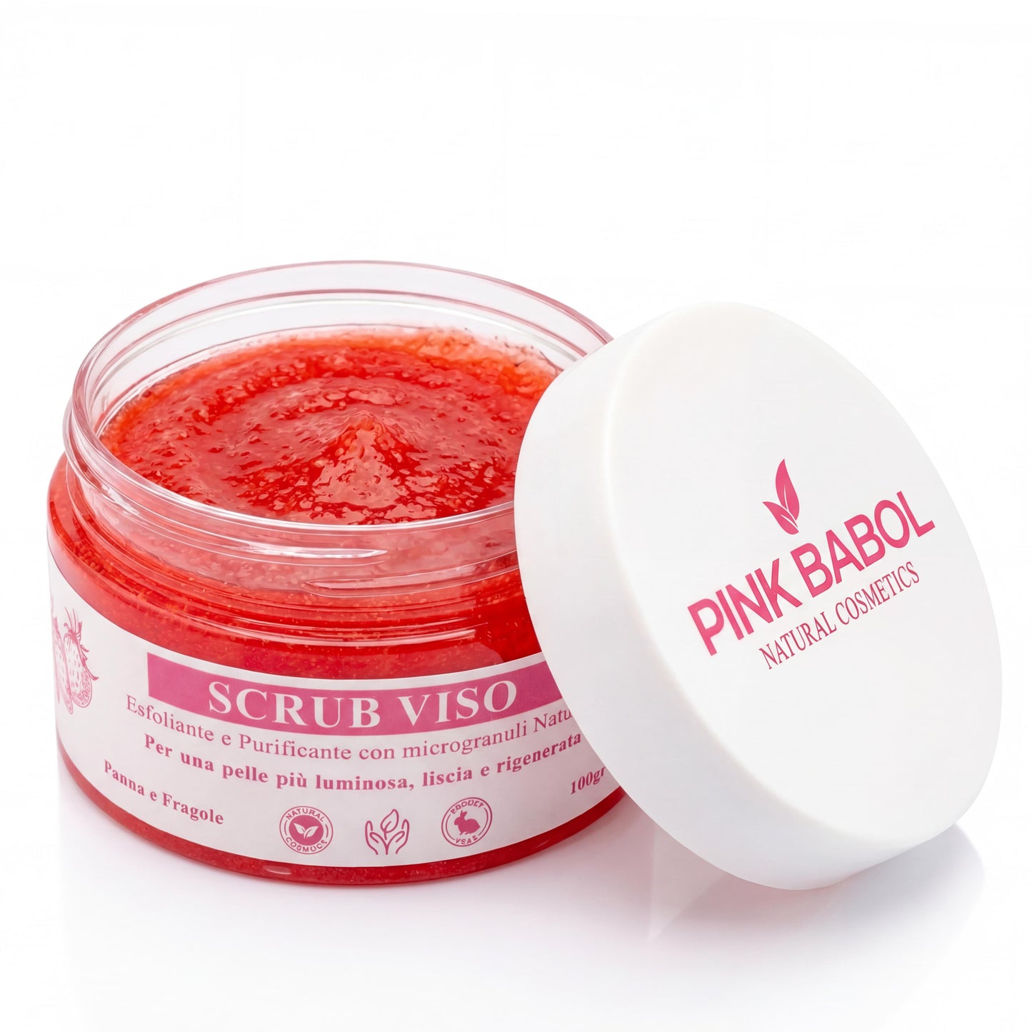 Scrub Viso Esfoliante e Purificante con microgranuli Naturali, Miele e Olio di Sesamo – Pelle Luminosa, Liscia e Rigenerata-Pink Babol
