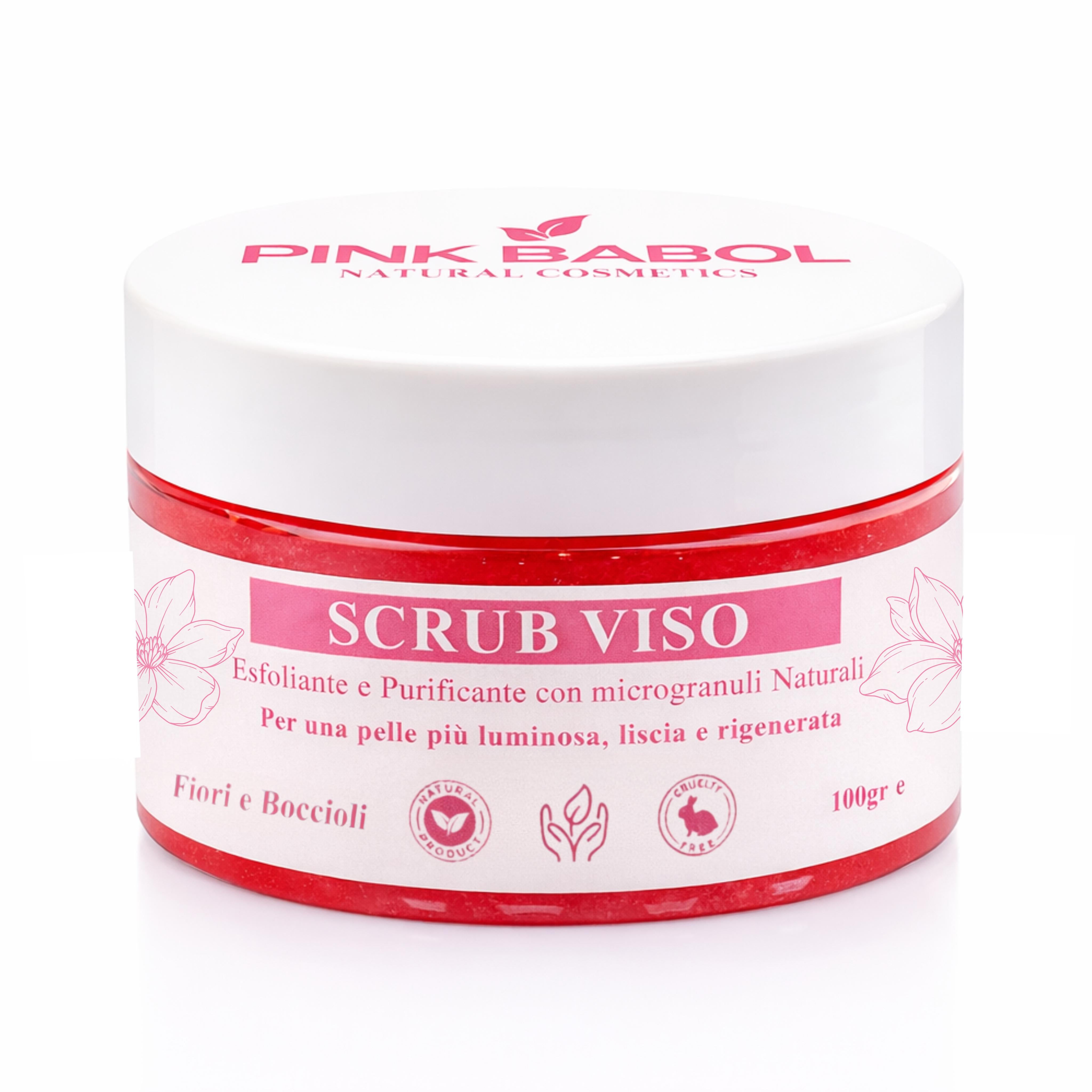 Scrub Viso Esfoliante e Purificante con microgranuli Naturali, Miele e Olio di Sesamo – Pelle Luminosa, Liscia e Rigenerata-Pink Babol
