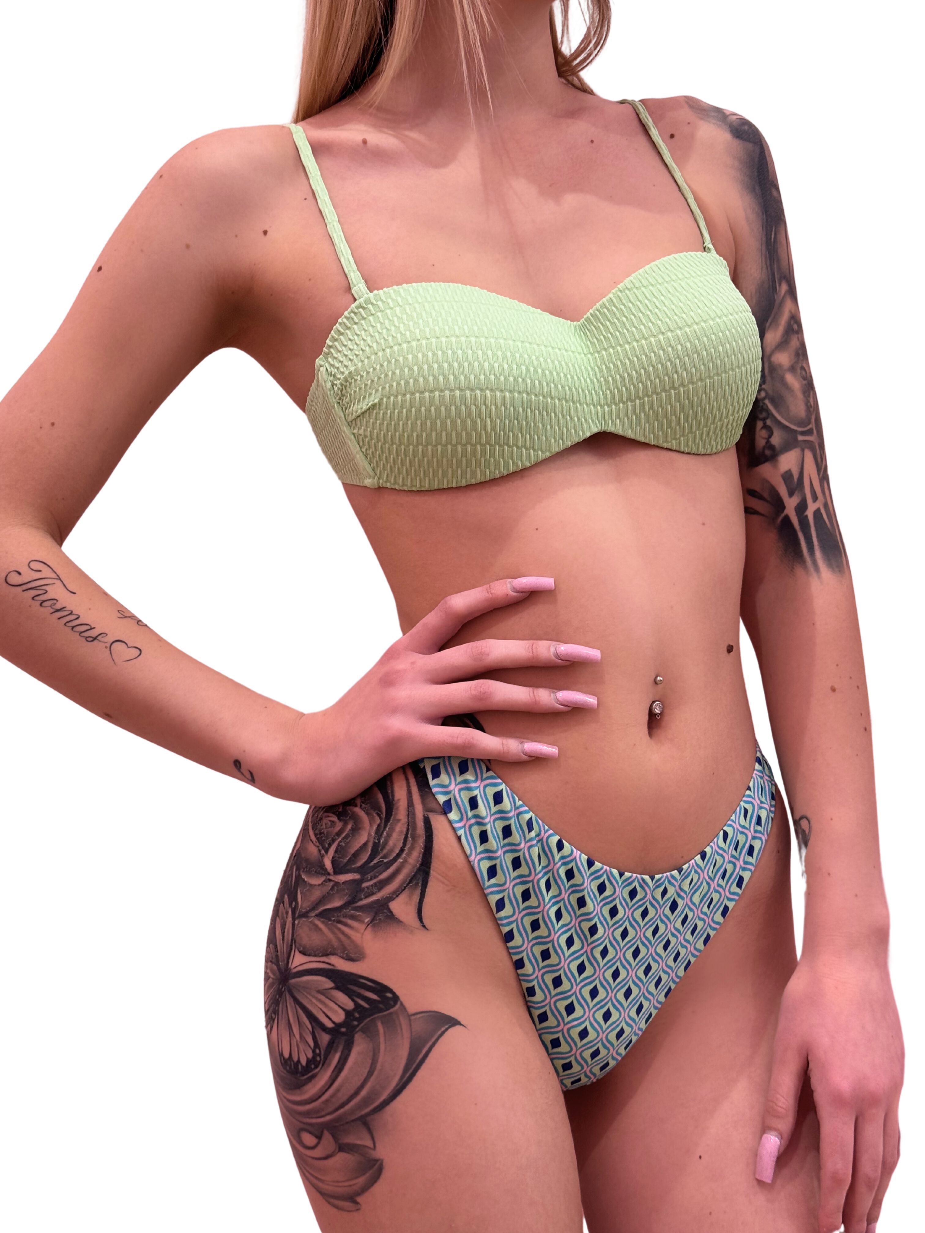 Set Bikini brasiliana imbottito con bretelle rimovibili-Pink Babol