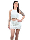 Set coordinato in maglia top + gonna con shorts interno-Pink Babol