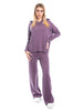 Set coordinato maglia con cappuccio + pantalone a zampa calda viscosa-Pink Babol