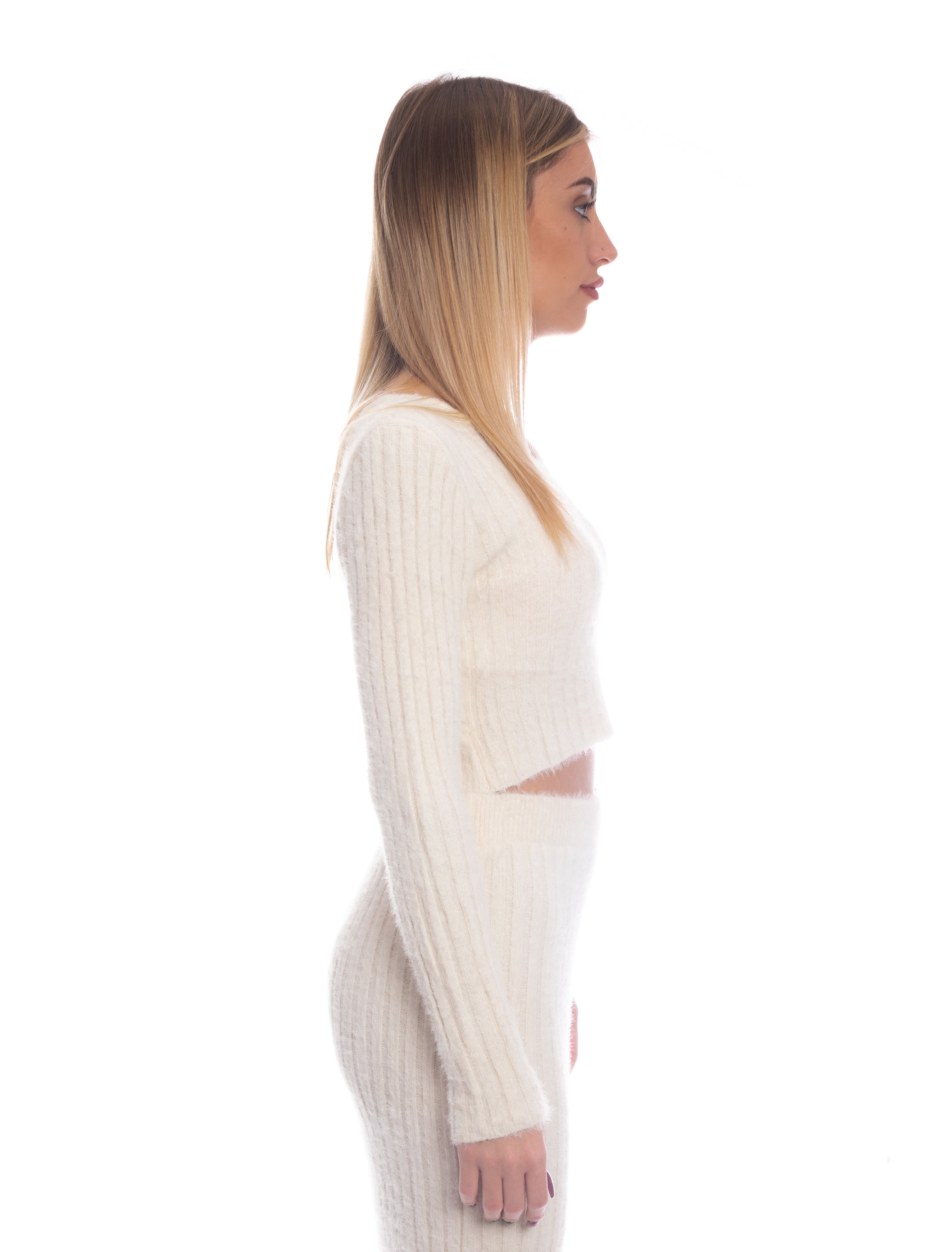Set coordinato maglia e gonna in calda viscosa peluche-Pink Babol