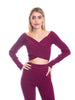Set coordinato maglia incrociata e pantalone a zampa calda viscosa a costine-Pink Babol