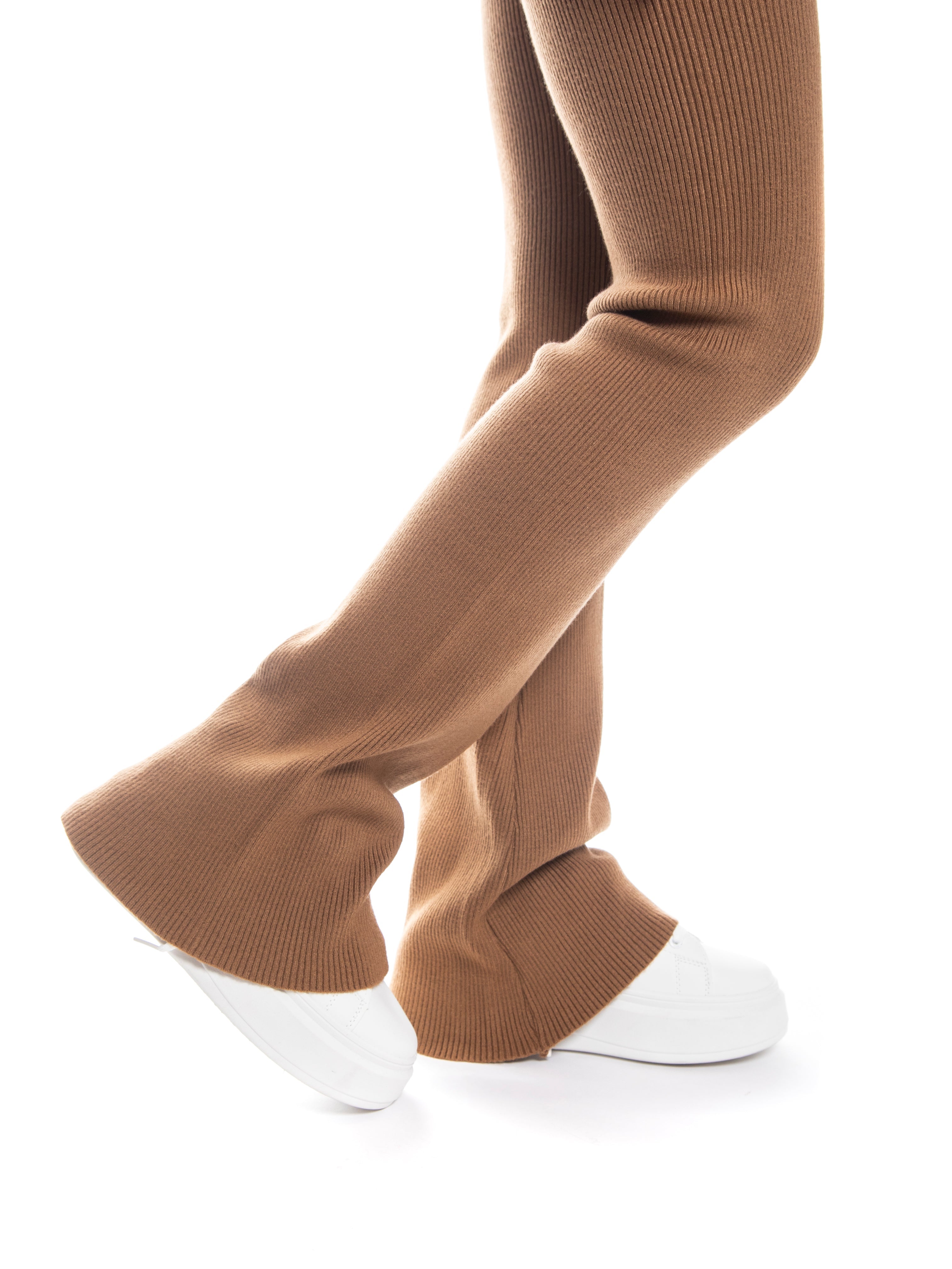 Set coordinato maglia incrociata e pantalone a zampa calda viscosa a costine-Pink Babol