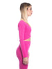 Set coordinato maglia incrociata e pantalone a zampa calda viscosa a costine-Pink Babol