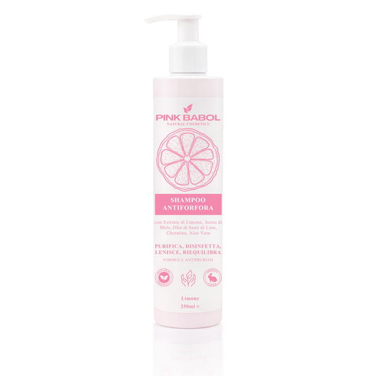 Shampoo Antiforfora e Antiprurito con Estratto di Limone, Aceto di Mele, Olio di Semi di Lino, Cheratina, Aloe Vera – Purifica, Disinfetta, Lenisce, Riequilibra-Pink Babol