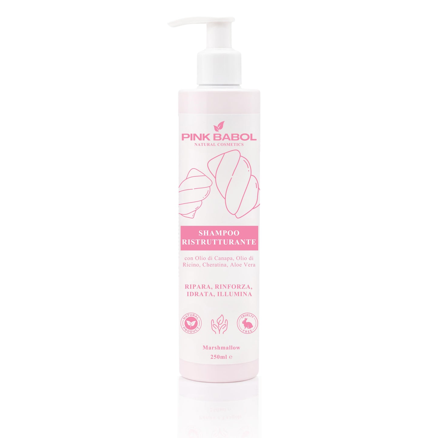 Shampoo Ristrutturante con Olio di Canapa, Olio di Ricino, Cheratina, Aloe Vera – Ripara, Rinforza, Idrata, Illumina-Pink Babol