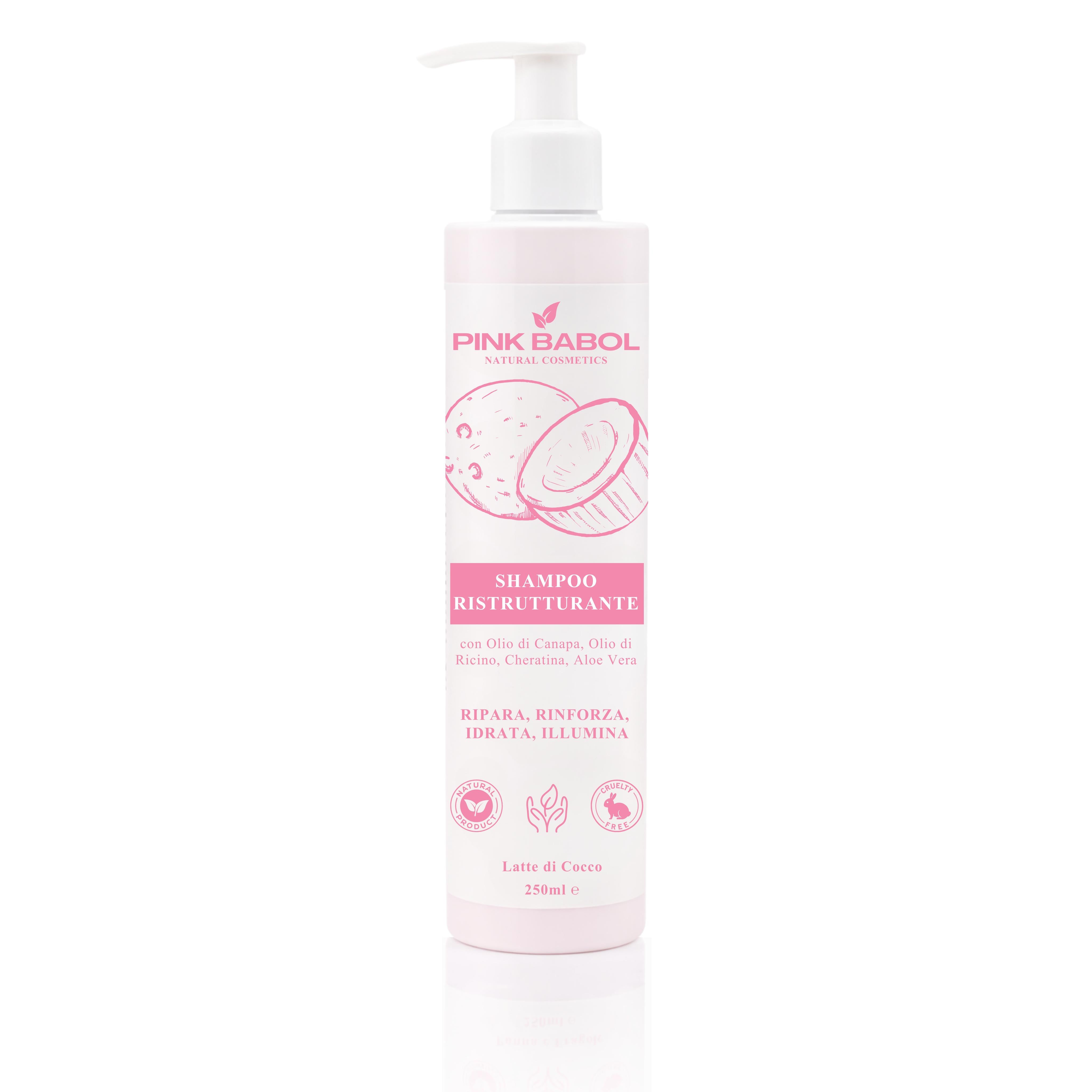 Shampoo Ristrutturante con Olio di Canapa, Olio di Ricino, Cheratina, Aloe Vera – Ripara, Rinforza, Idrata, Illumina-Pink Babol