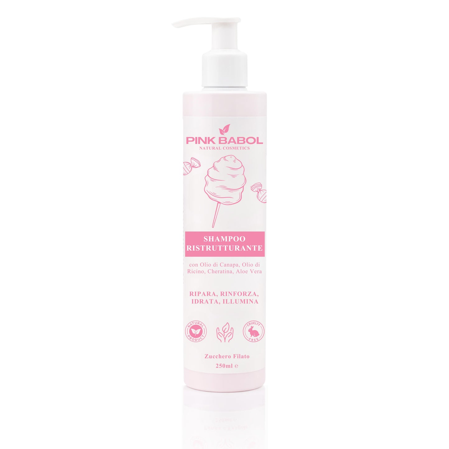 Shampoo Ristrutturante con Olio di Canapa, Olio di Ricino, Cheratina, Aloe Vera – Ripara, Rinforza, Idrata, Illumina-Pink Babol