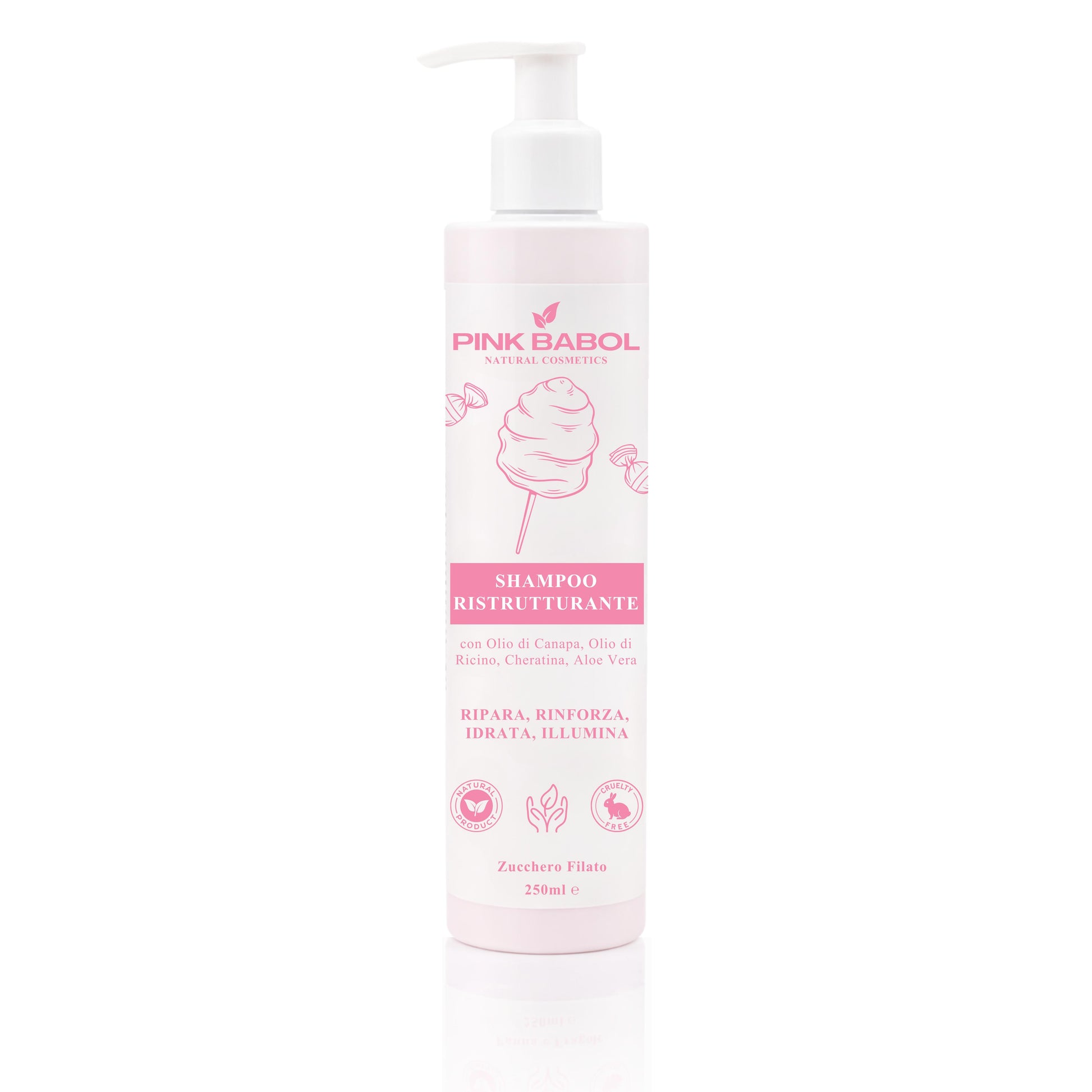 Shampoo Ristrutturante con Olio di Canapa, Olio di Ricino, Cheratina, Aloe Vera – Ripara, Rinforza, Idrata, Illumina-Pink Babol
