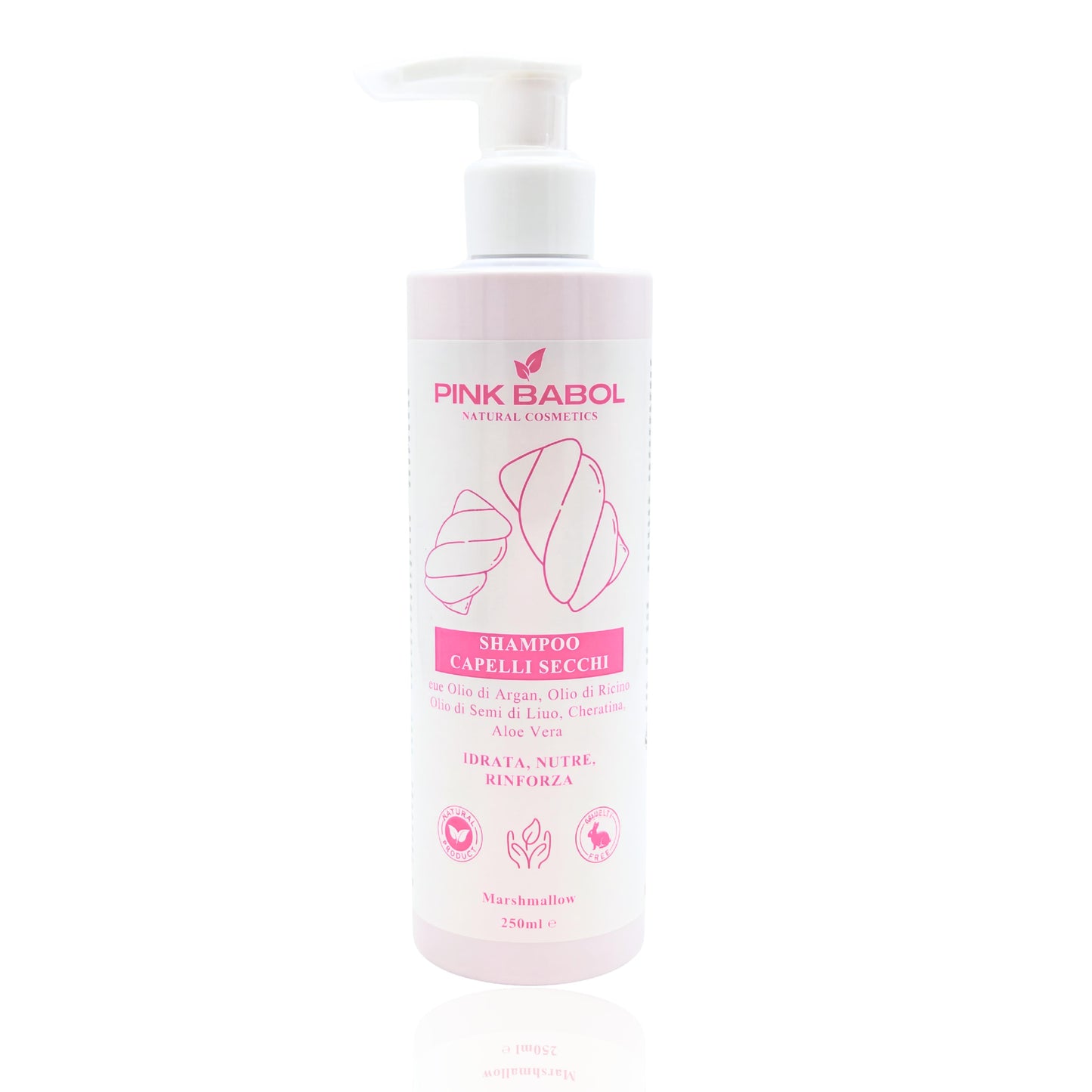 Shampoo per Capelli Secchi con Olio di Argan, Olio di Ricino e Semi di Lino, Cheratina, Aloe Vera – Idrata, Nutre, Rinforza-Pink Babol
