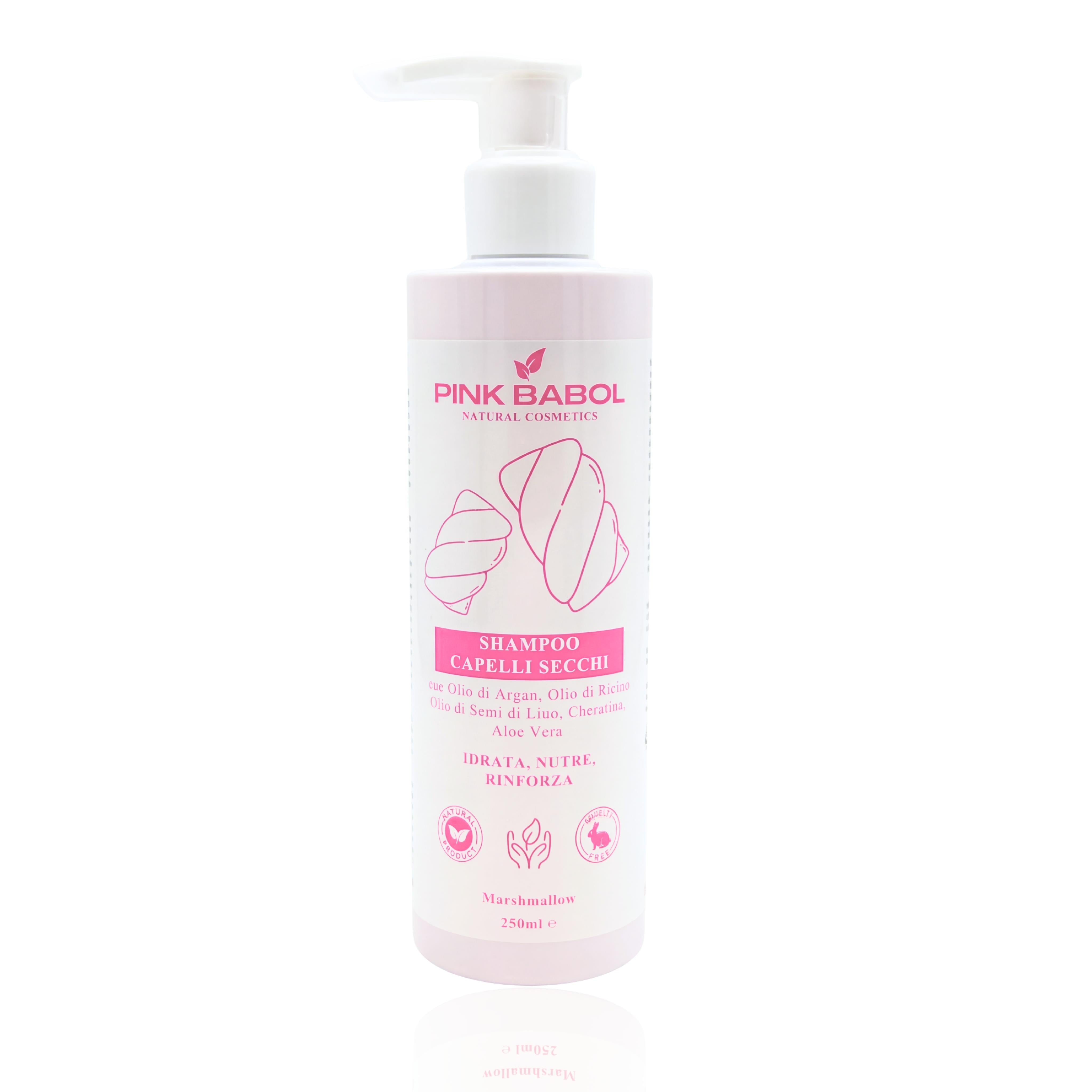 Shampoo per Capelli Secchi con Olio di Argan, Olio di Ricino e Semi di Lino, Cheratina, Aloe Vera – Idrata, Nutre, Rinforza-Pink Babol