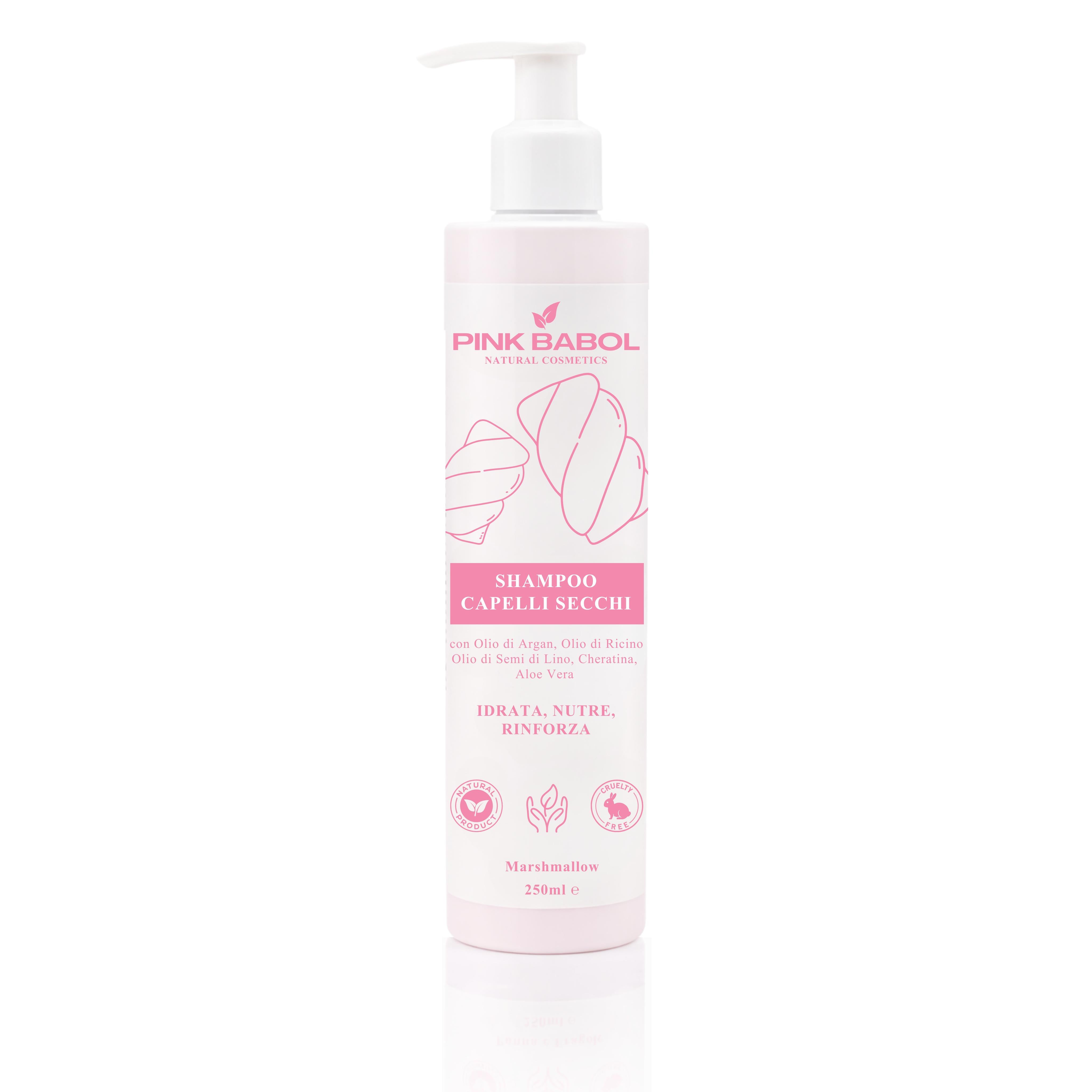 Shampoo per Capelli Secchi con Olio di Argan, Olio di Ricino e Semi di Lino, Cheratina, Aloe Vera – Idrata, Nutre, Rinforza-Pink Babol