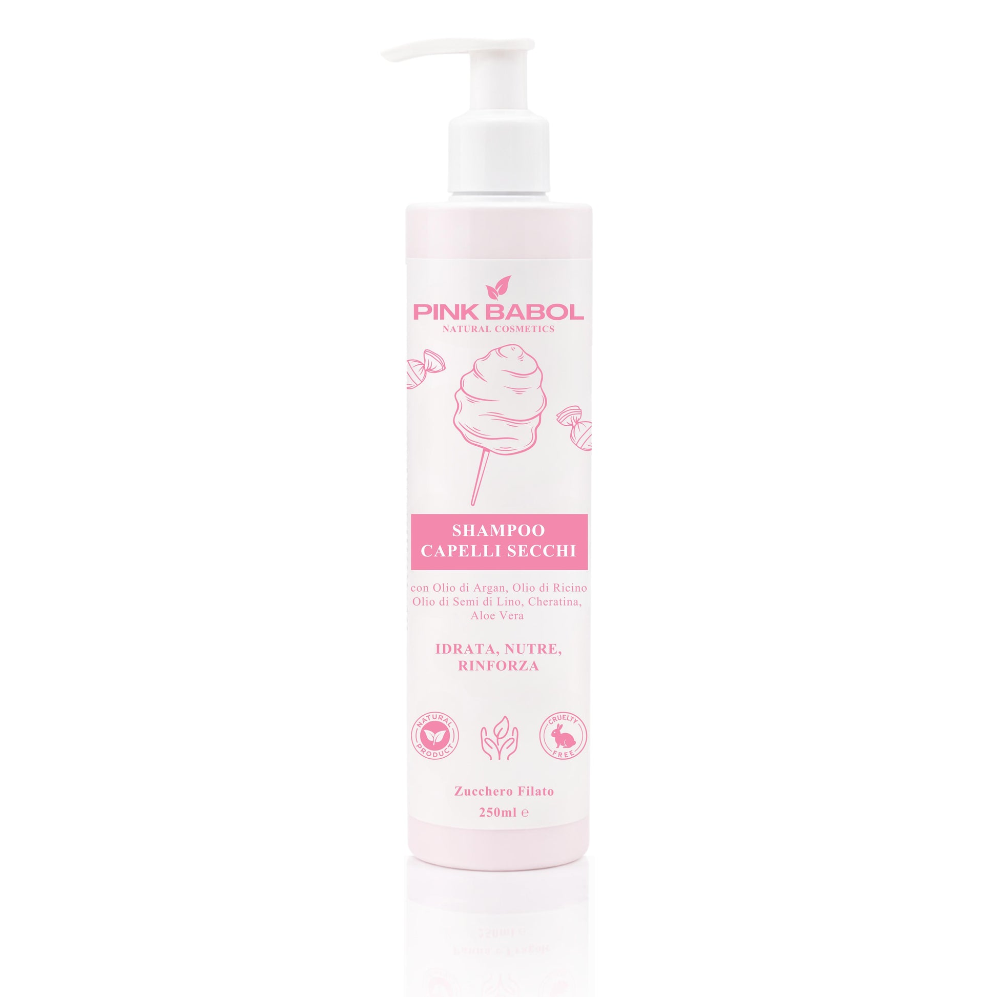 Shampoo per Capelli Secchi con Olio di Argan, Olio di Ricino e Semi di Lino, Cheratina, Aloe Vera – Idrata, Nutre, Rinforza-Pink Babol