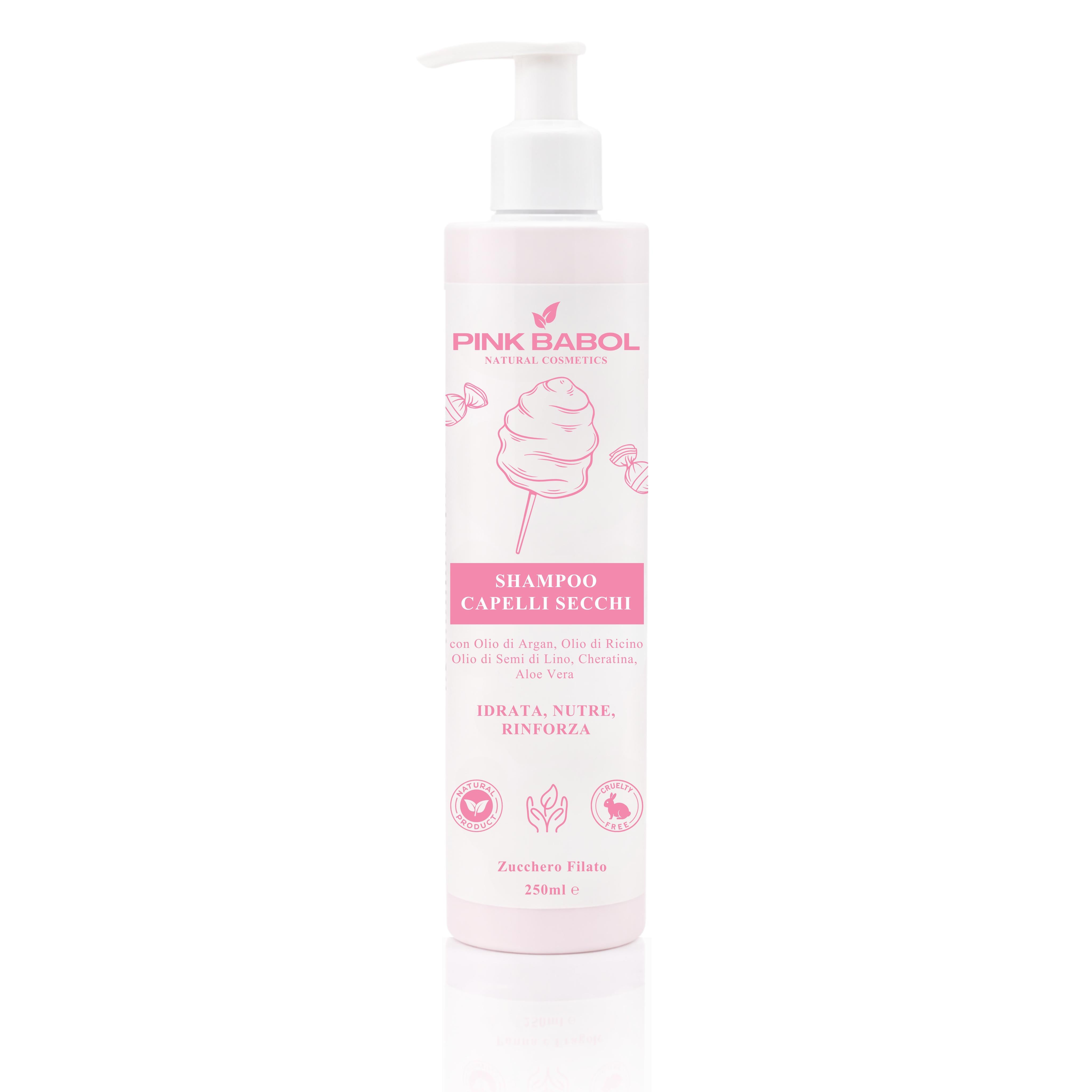 Shampoo per Capelli Secchi con Olio di Argan, Olio di Ricino e Semi di Lino, Cheratina, Aloe Vera – Idrata, Nutre, Rinforza-Pink Babol