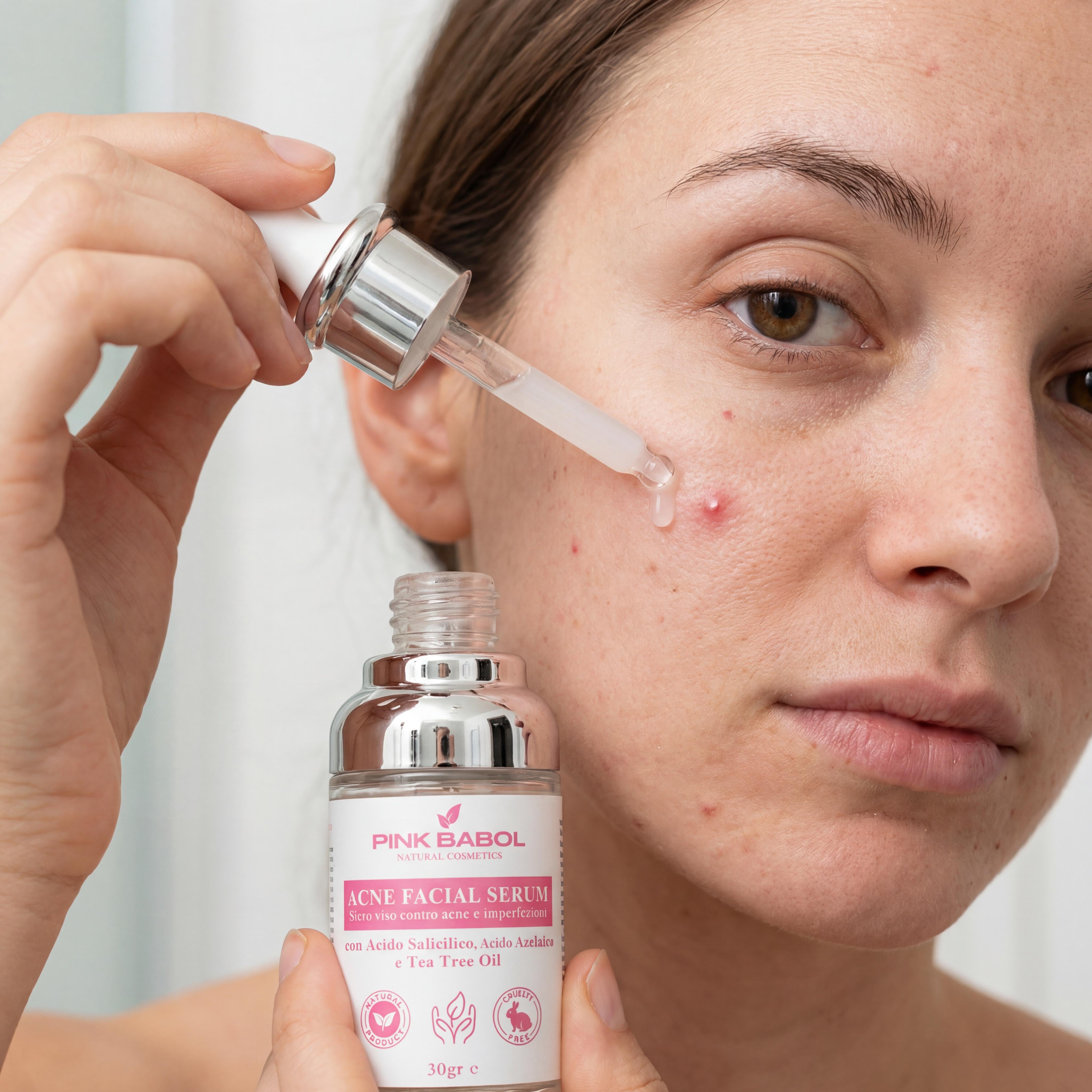 Siero Anti Acne e Imperfezioni con Acido Salicilico, Acido Azelaico e Tea Tree Oil - Purificante, Sebo-Riequilibrante e Anti-Imperfezioni-Pink Babol