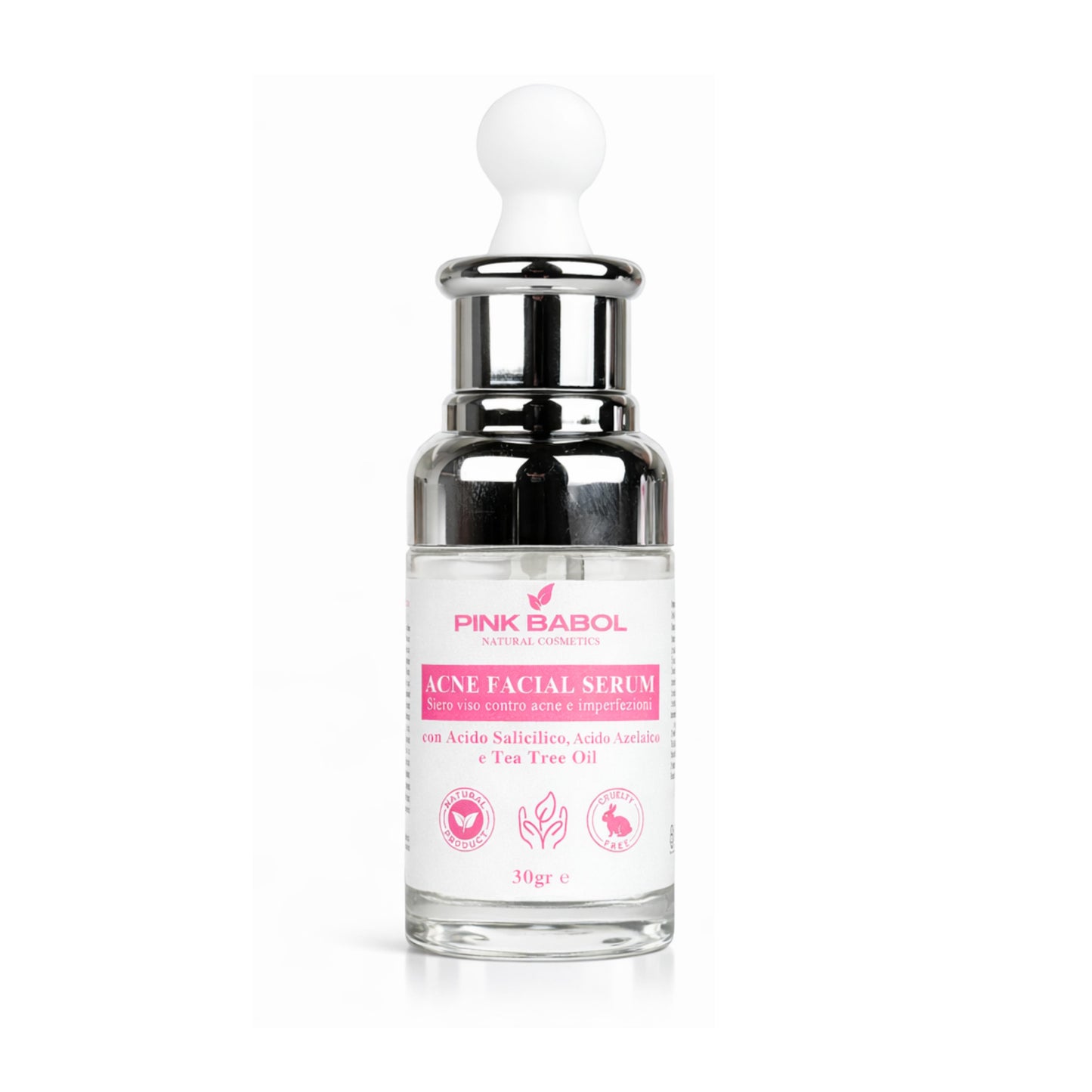 Siero Anti Acne e Imperfezioni con Acido Salicilico, Acido Azelaico e Tea Tree Oil - Purificante, Sebo-Riequilibrante e Anti-Imperfezioni-Pink Babol