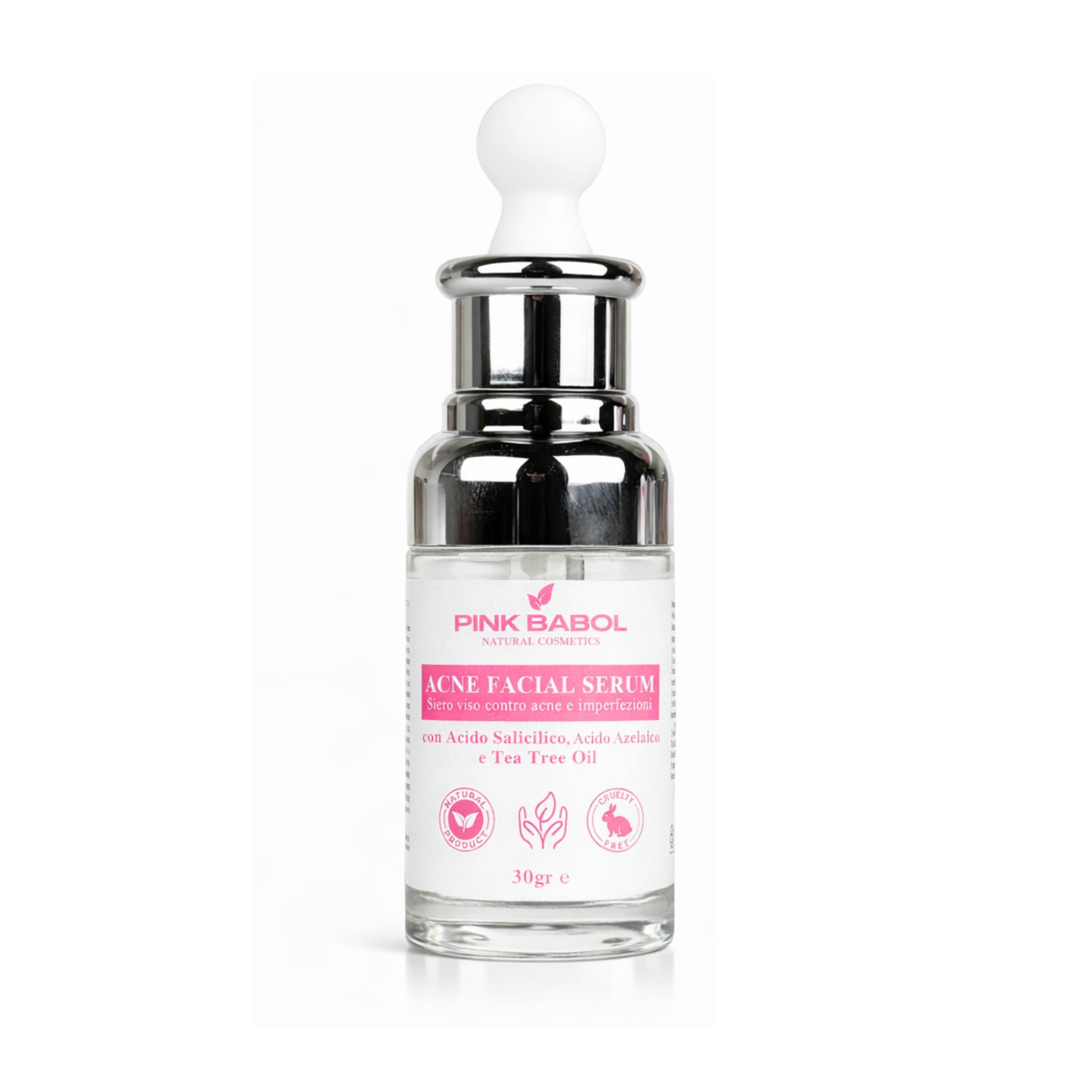 Siero Anti Acne e Imperfezioni con Acido Salicilico, Acido Azelaico e Tea Tree Oil - Purificante, Sebo-Riequilibrante e Anti-Imperfezioni-Pink Babol