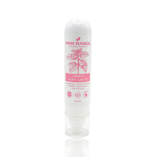 Siero Anticaduta con Bhringraj, Estatto di Ortica, Cheratina, Niacinamide, Arginina, Biotina e Olio di Ricino – Stimola la crescita, Rinforza il bulbo, Capelli più forti e vitali-Pink Babol