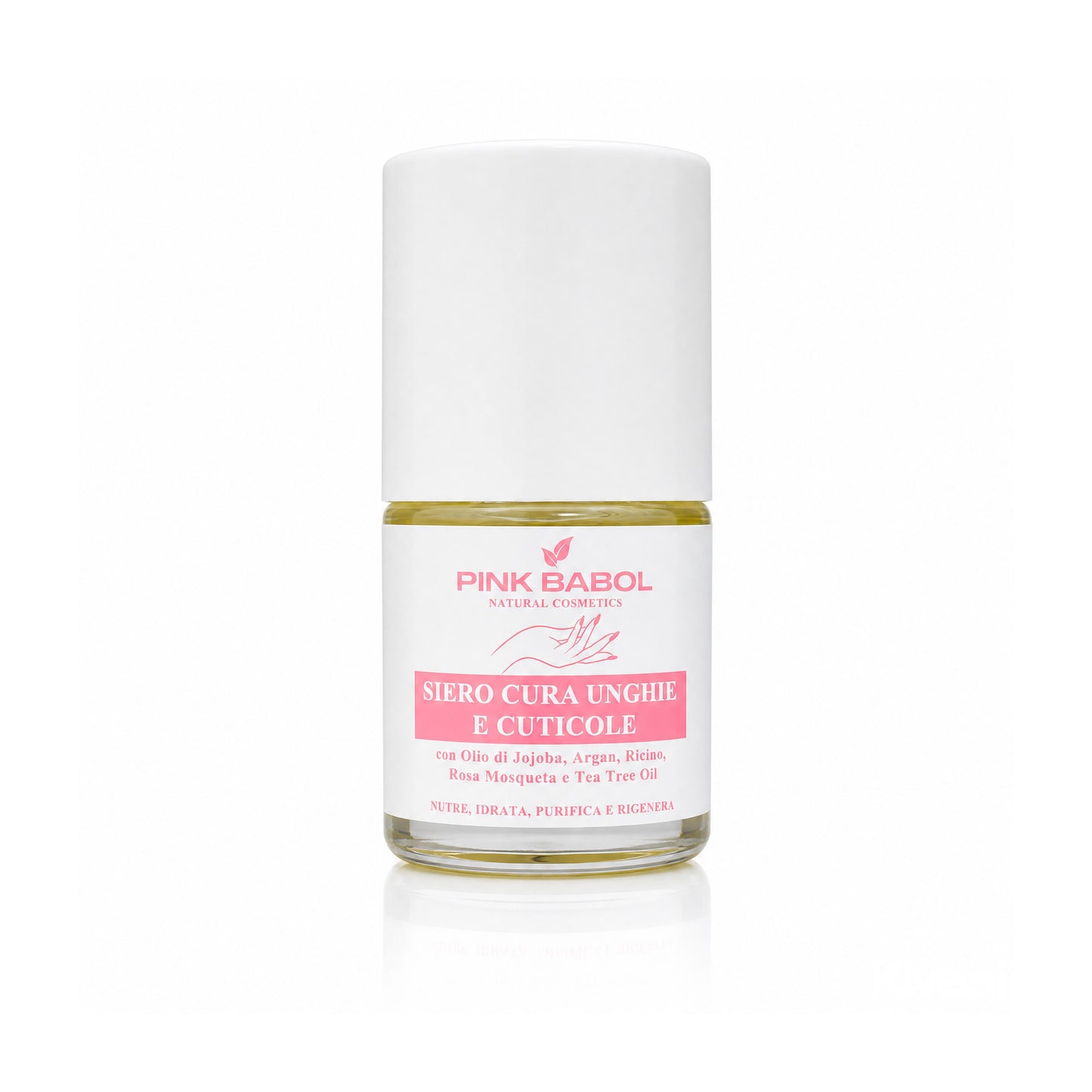 Siero Cura Unghie e Cuticole con Olio di Jojoba, Argan, Ricino, Rosa Mosqueta e Tea Tree Oil – Nutriente, Idratante, Purificante e Rigenerante-Pink Babol