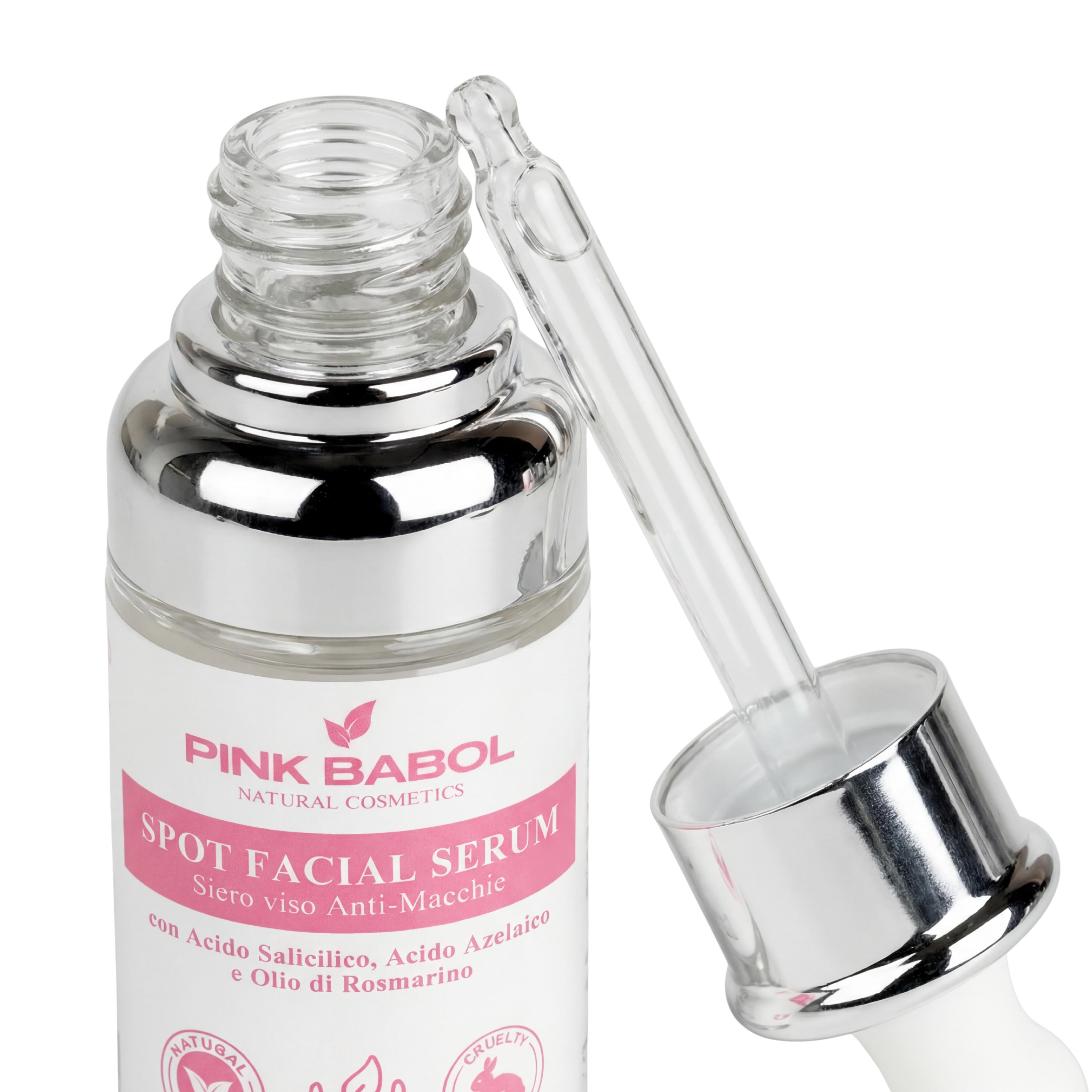 Siero Viso Anti-Macchie e imperfezioni con Acido Salicilico, Acido Azelaico e Olio di Rosmarino – Uniformante e Illuminante-Pink Babol
