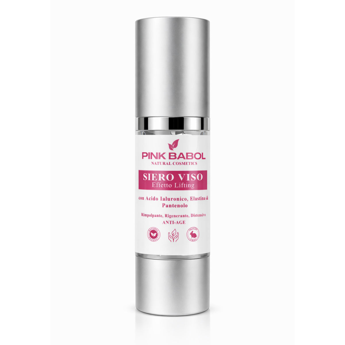 Siero Viso Giorno Effetto Lifting con Acido Ialuronico, Elastina e Pantenolo – Rimpolpante, Rigenerante, Distensivo, Elasticizzante-Pink Babol