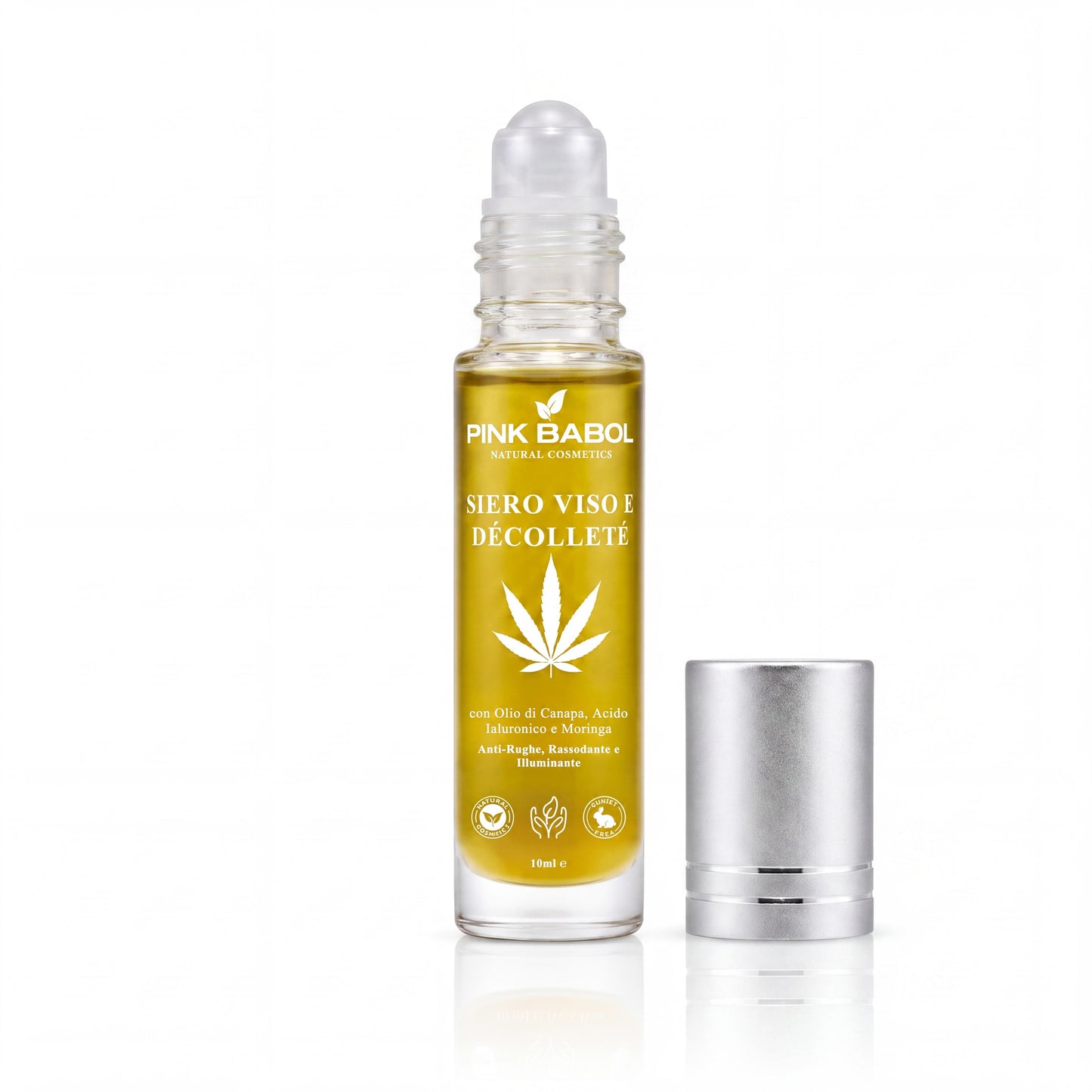 Siero Viso e Décolleté con Olio di Canapa e Acido ialuronico e Moringa - Anti-Rughe, Rassodante e Illuminante-Pink Babol