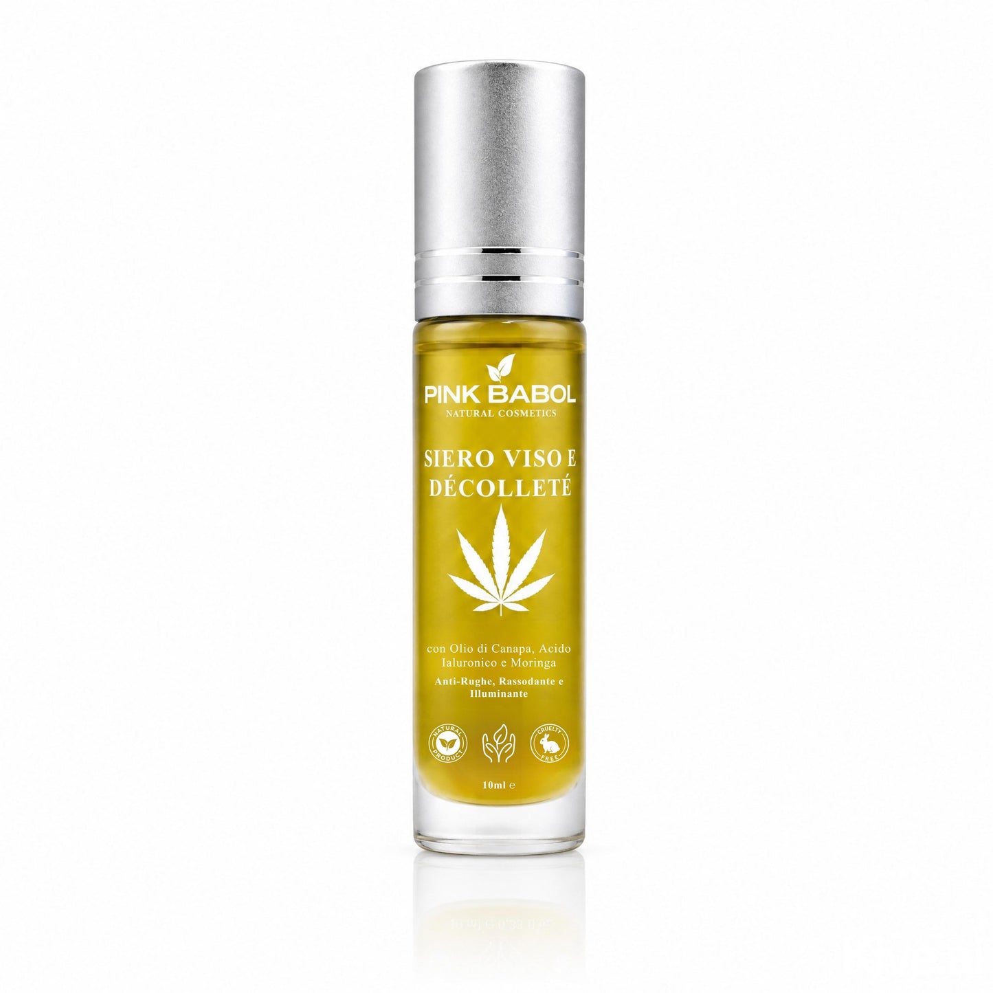 Siero Viso e Décolleté con Olio di Canapa e Acido ialuronico e Moringa - Anti-Rughe, Rassodante e Illuminante-Pink Babol
