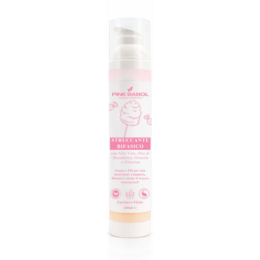 Struccante Viso Bifasico con Olio di Macadamia, Girasole e Aloe Vera - Rimuove trucco waterproof senza irritare-Pink Babol