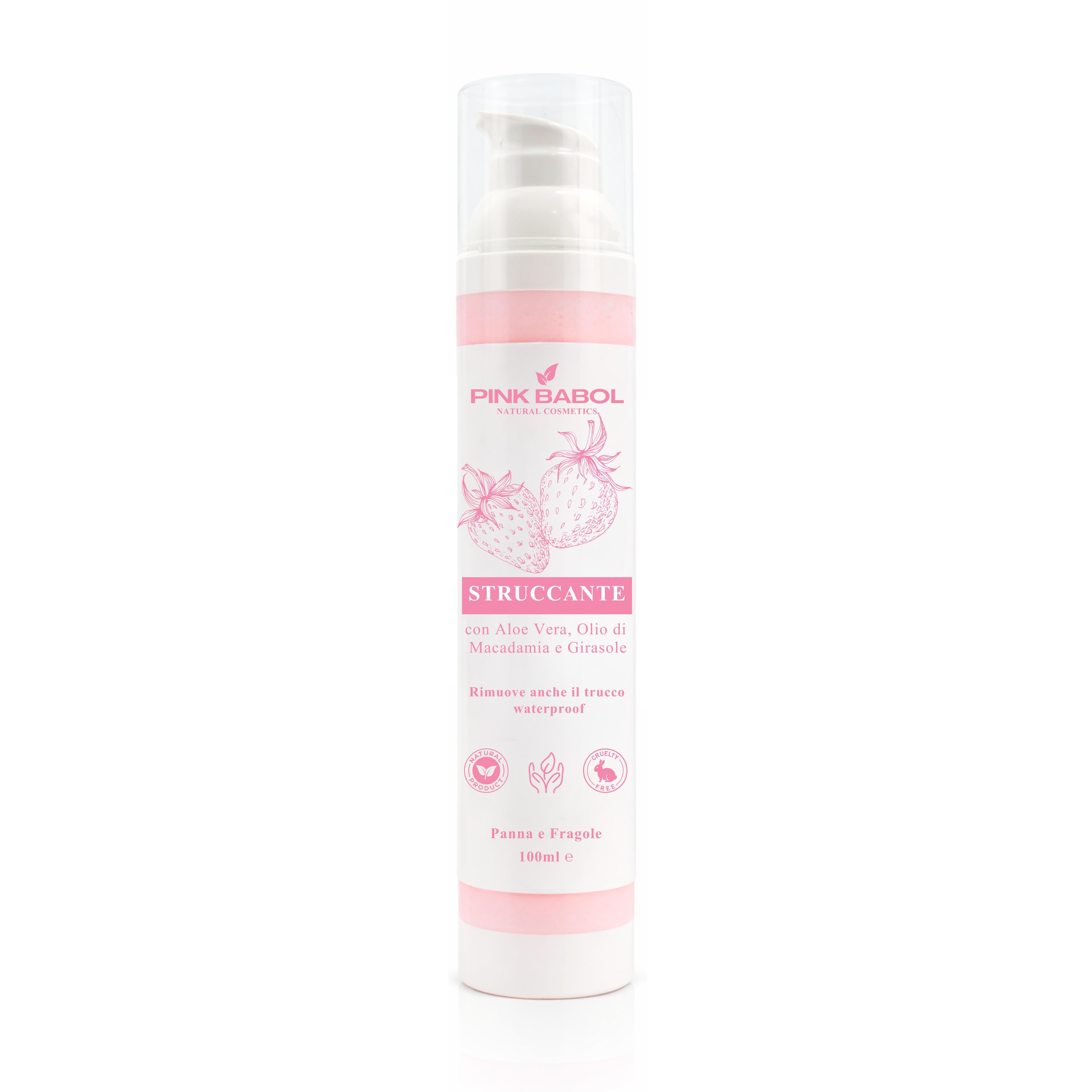 Struccante Viso in crema con Aloe Vera & Olio di Macadamia e Girasole – Delicato, Idratante e Nutriente. Rimuove anche il trucco waterproof-Pink Babol