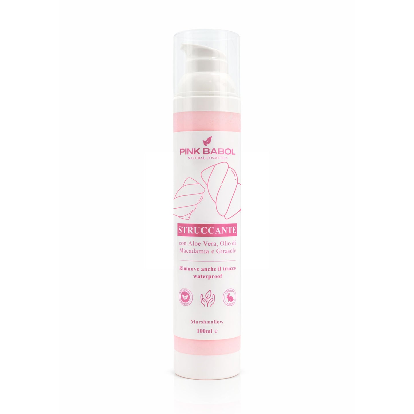 Struccante Viso in crema con Aloe Vera & Olio di Macadamia e Girasole – Delicato, Idratante e Nutriente. Rimuove anche il trucco waterproof-Pink Babol