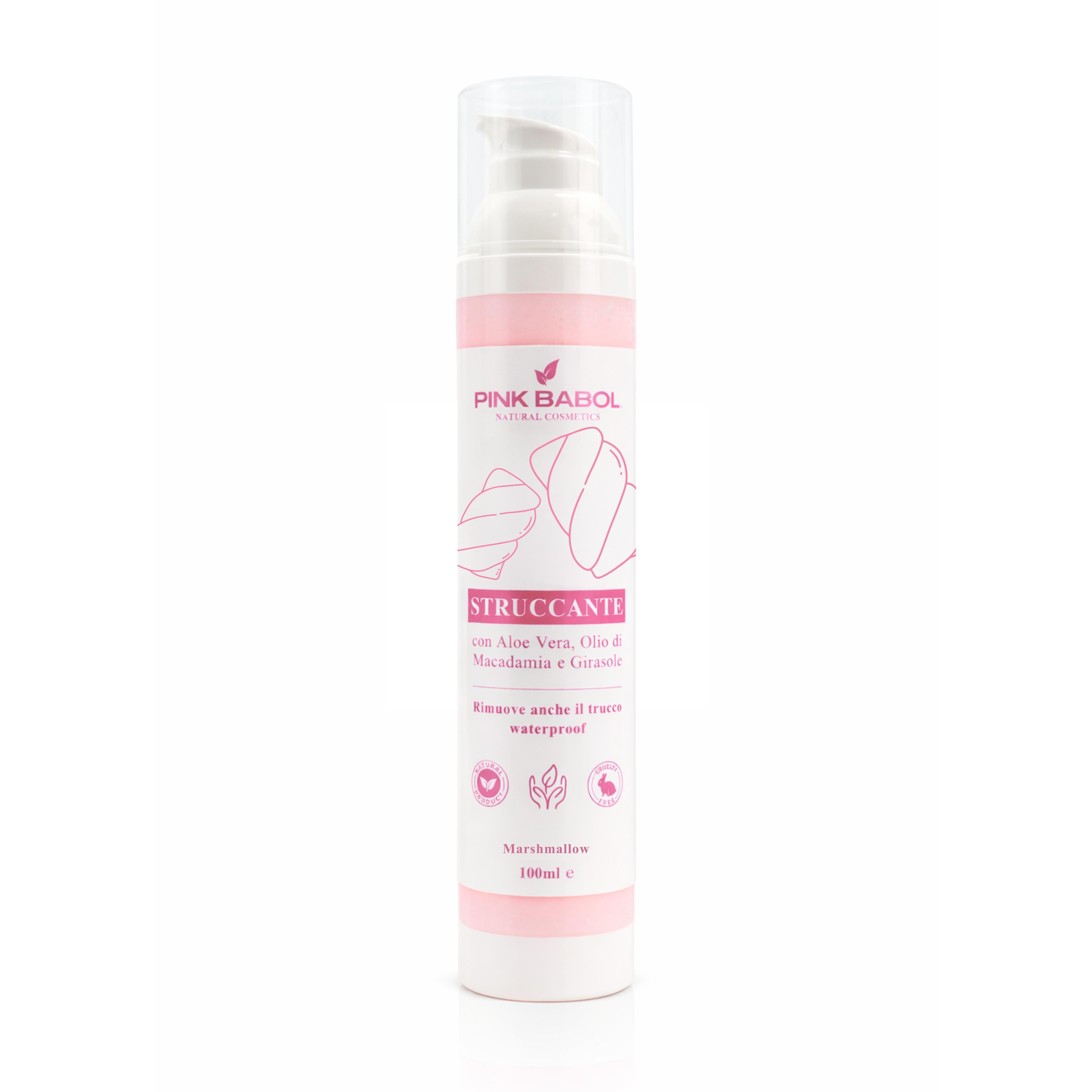 Struccante Viso in crema con Aloe Vera & Olio di Macadamia e Girasole – Delicato, Idratante e Nutriente. Rimuove anche il trucco waterproof-Pink Babol