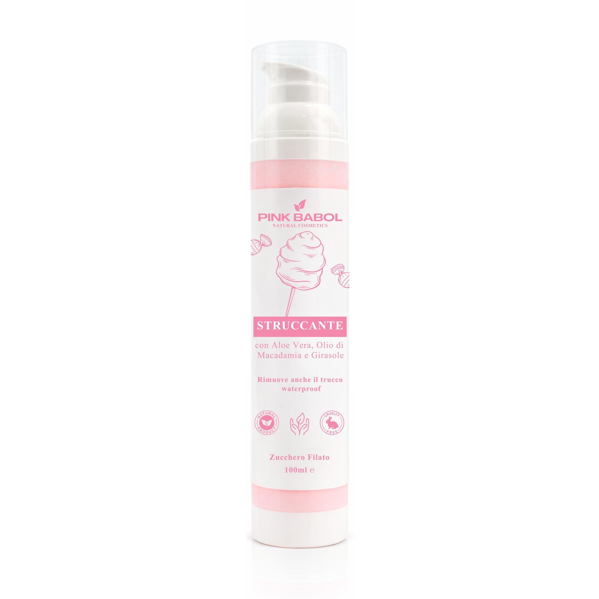 Struccante Viso in crema con Aloe Vera & Olio di Macadamia e Girasole – Delicato, Idratante e Nutriente. Rimuove anche il trucco waterproof-Pink Babol
