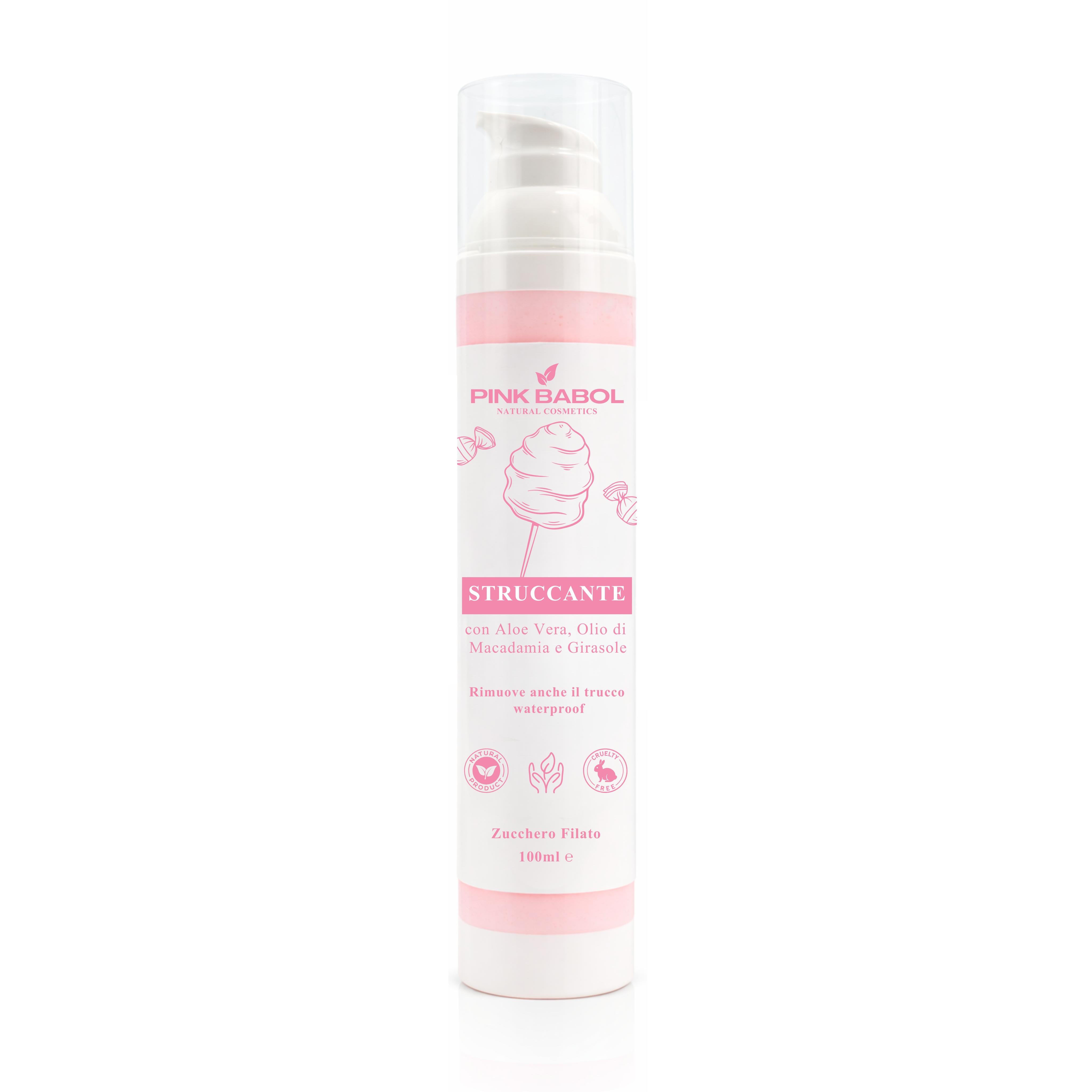 Struccante Viso in crema con Aloe Vera & Olio di Macadamia e Girasole – Delicato, Idratante e Nutriente. Rimuove anche il trucco waterproof-Pink Babol