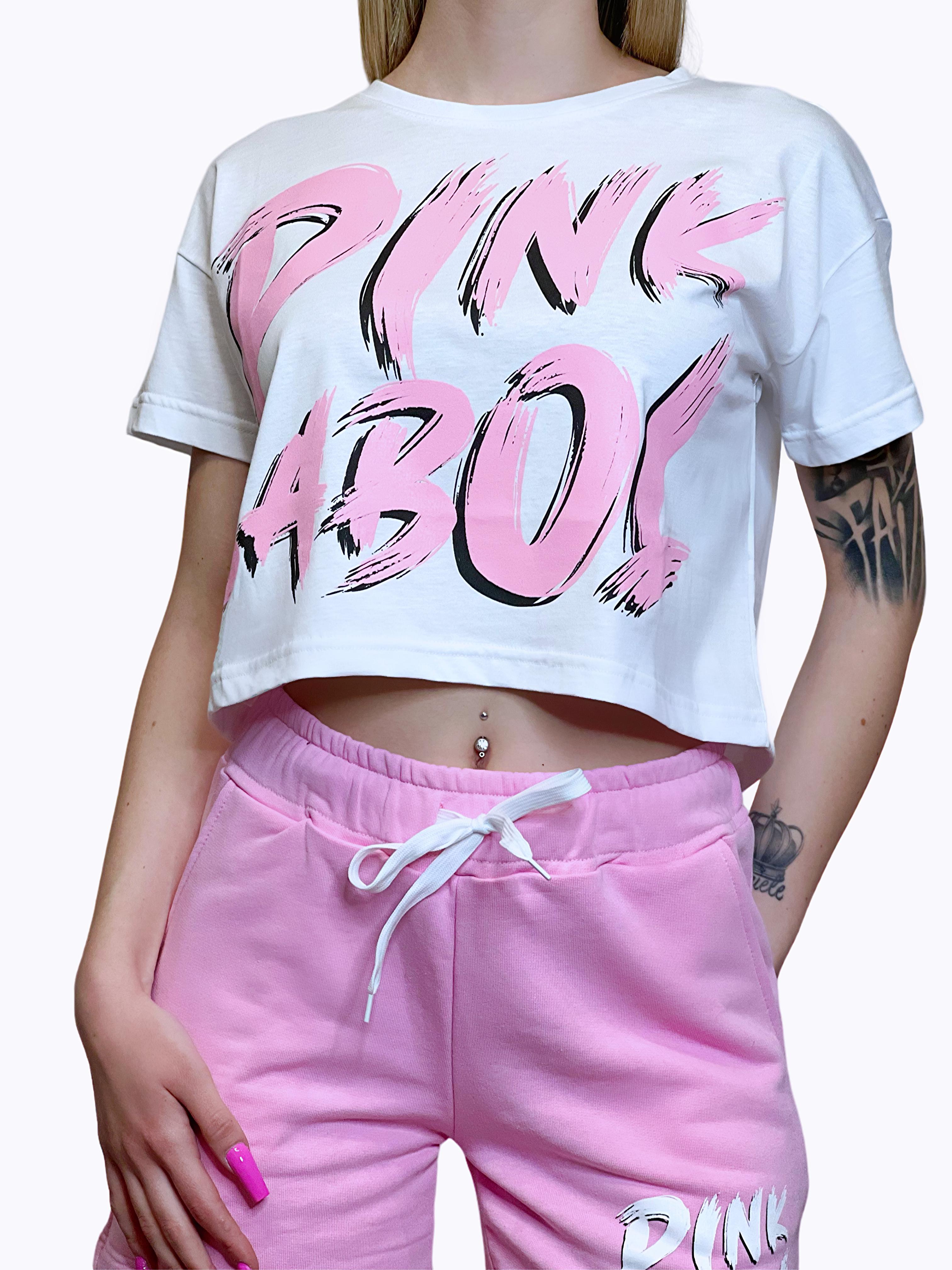T-Shirt Crop Pink Babol Paint-Pink Babol