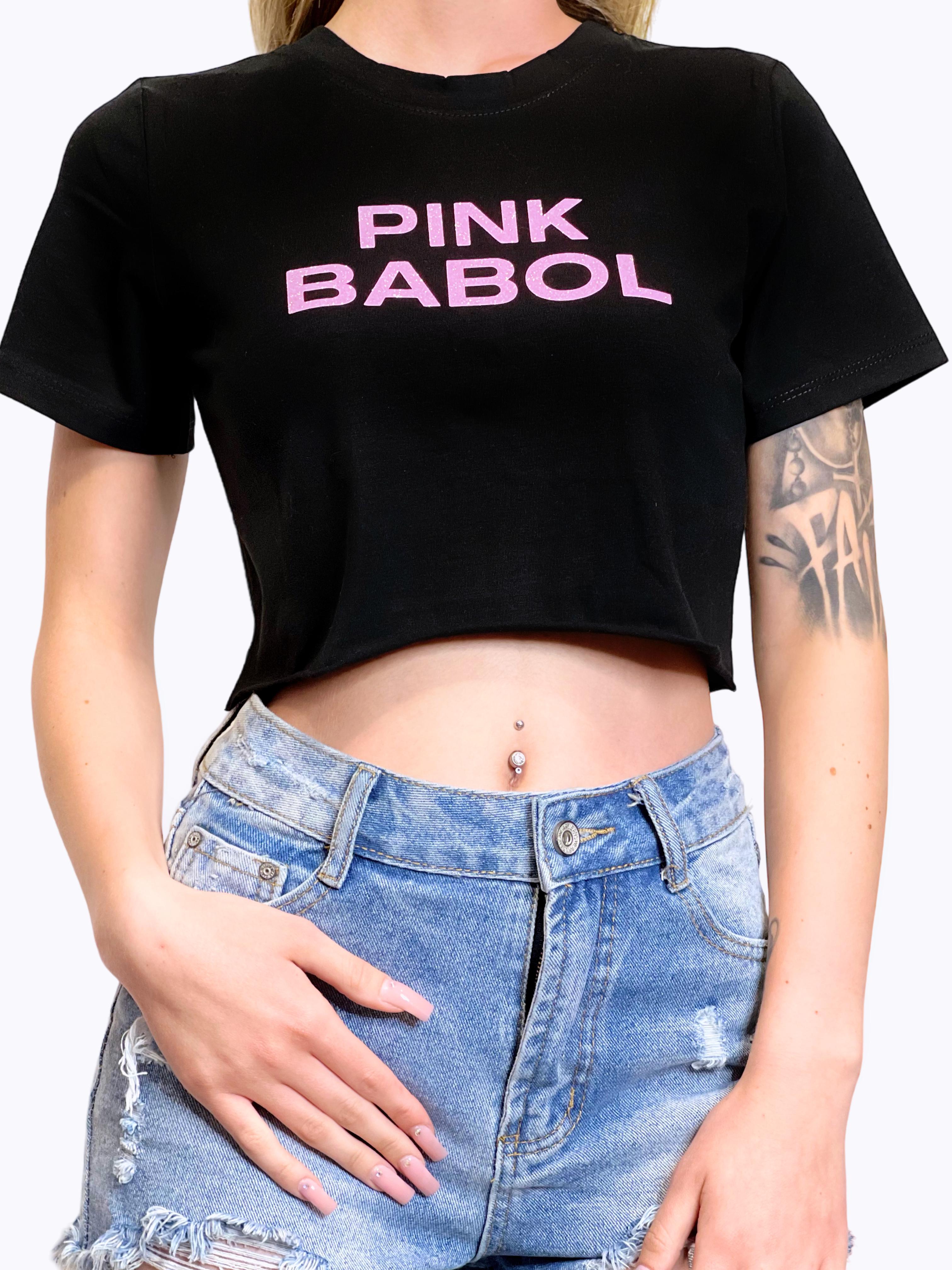 T-Shirt crop Pink Babol Glitter-Pink Babol