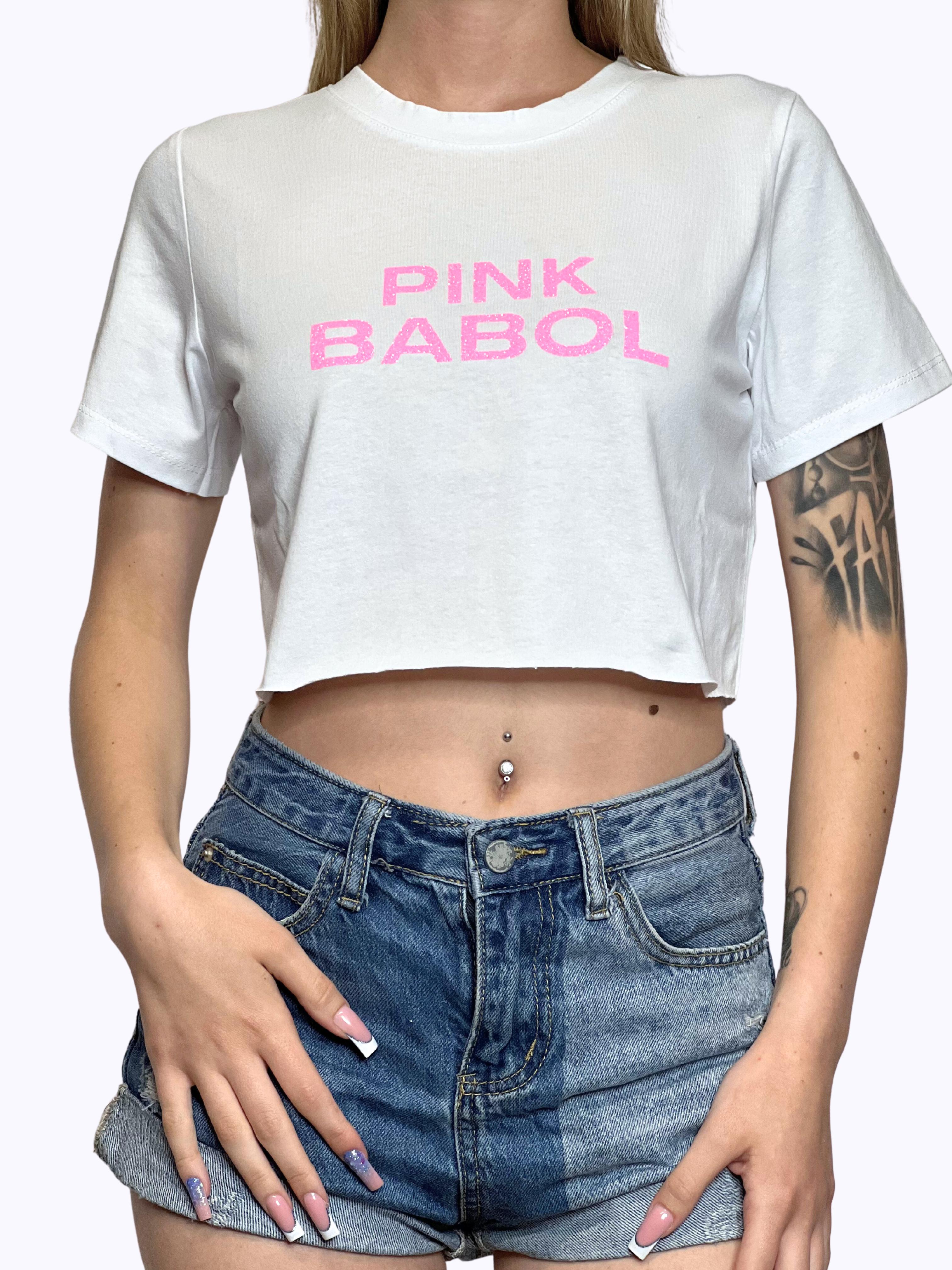 T-Shirt crop Pink Babol Glitter-Pink Babol